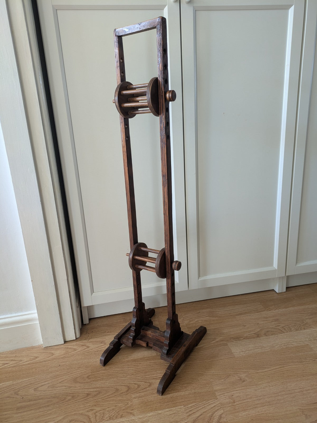 Antique Wool Winder Stand, English, Oak, Adjustable Yarn Swift, Victorian, Holde