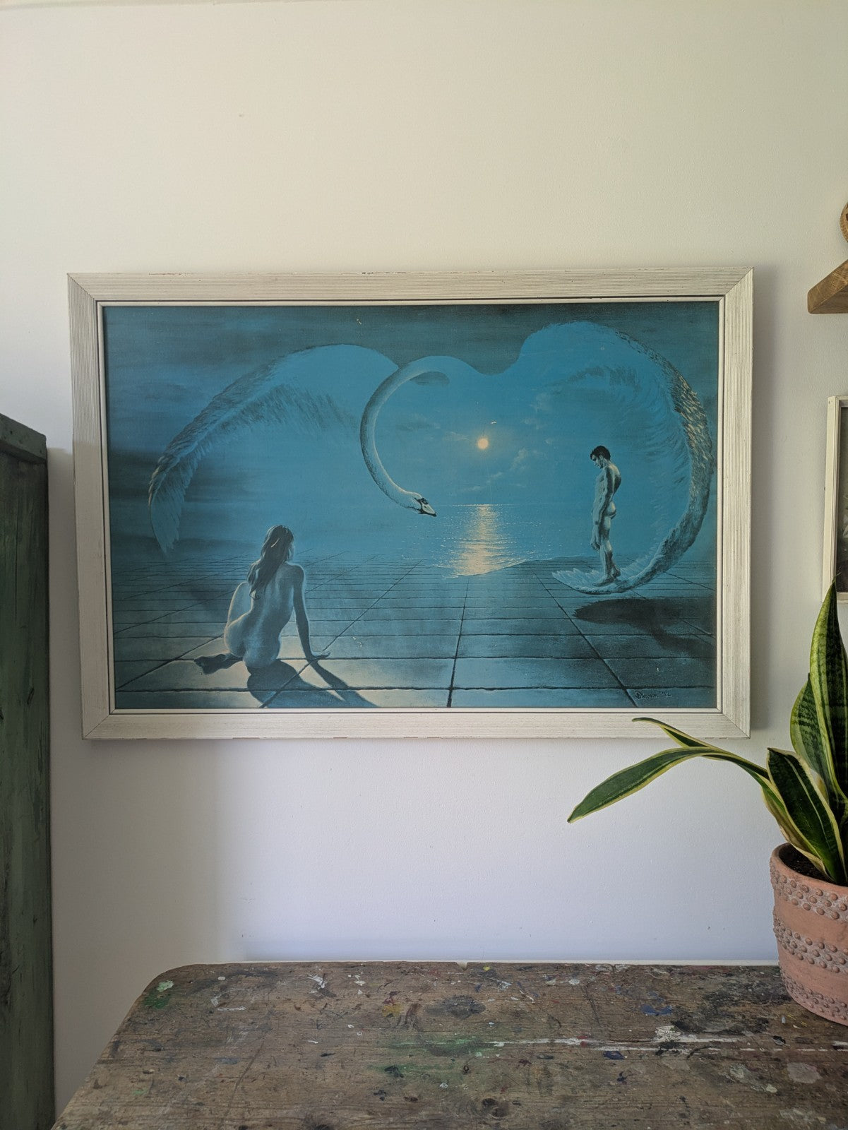 Stephen Pearson 1970 'Wings of Love' Vintage Print Original Frame Retro Kitsch