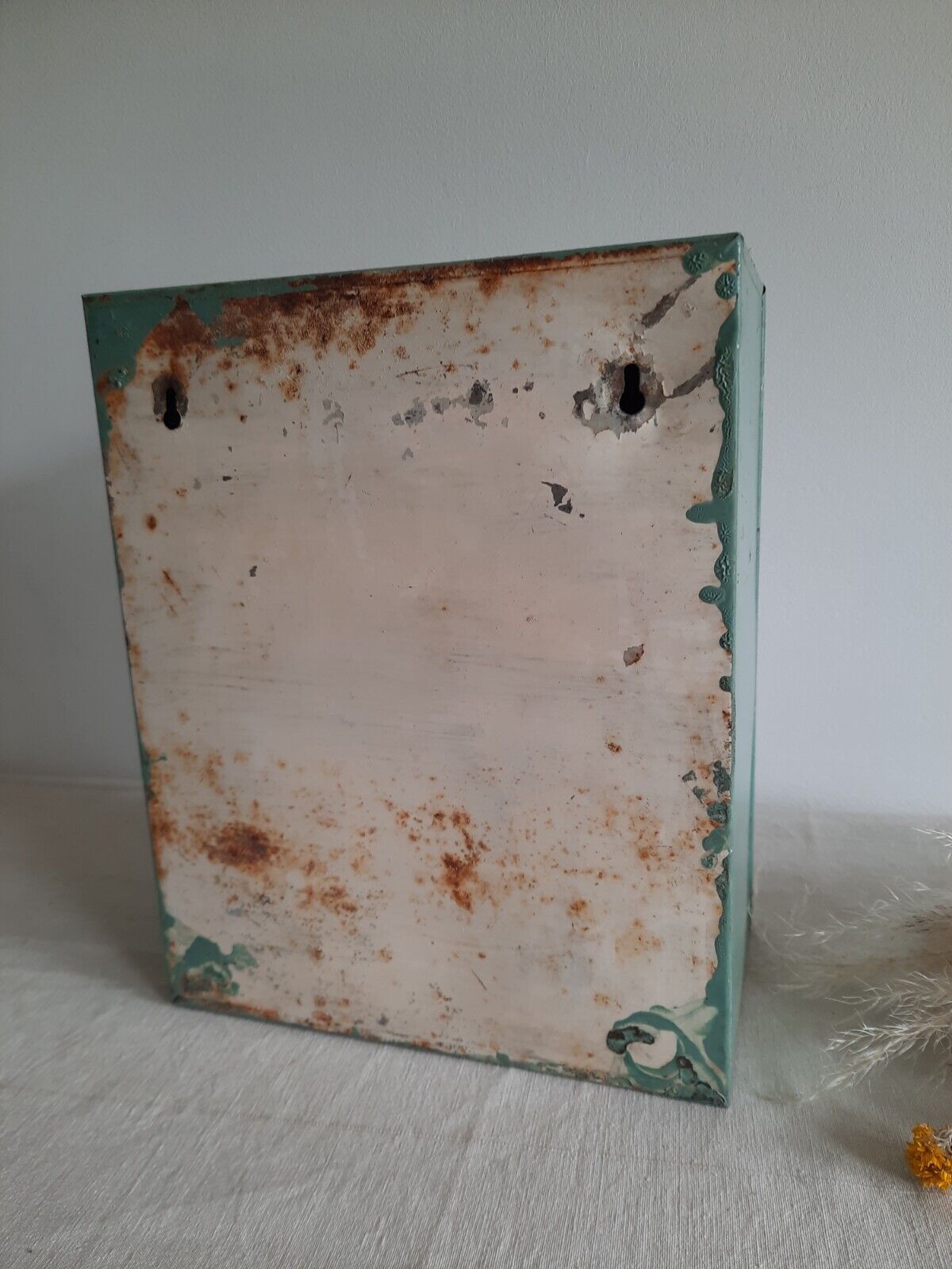 Vintage Mid-century Bathroom metal medical wall cabinet with mirror, Retro Blue