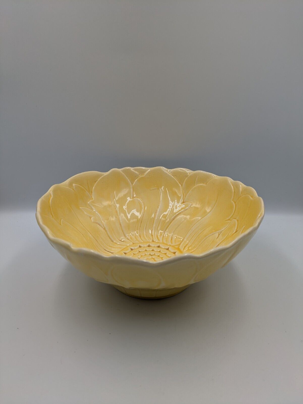 VTG 1930s H.J. Wood Ltd. Burslem England Hand Painted Flower Yellow Serving Bowl