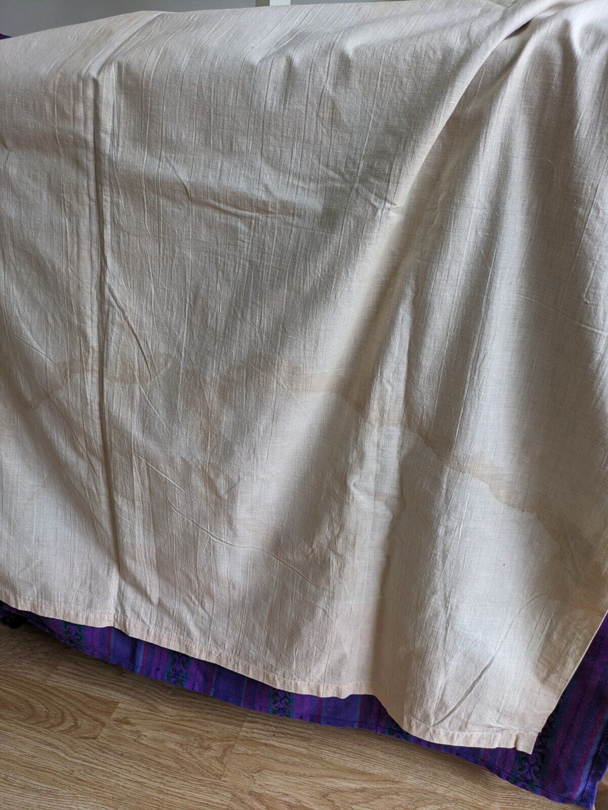 PAIR VINTAGE RETRO PURPLE PATTERNED STRIPE MIDCENTURY CURTAINS 111cmD 113cmW Vgc