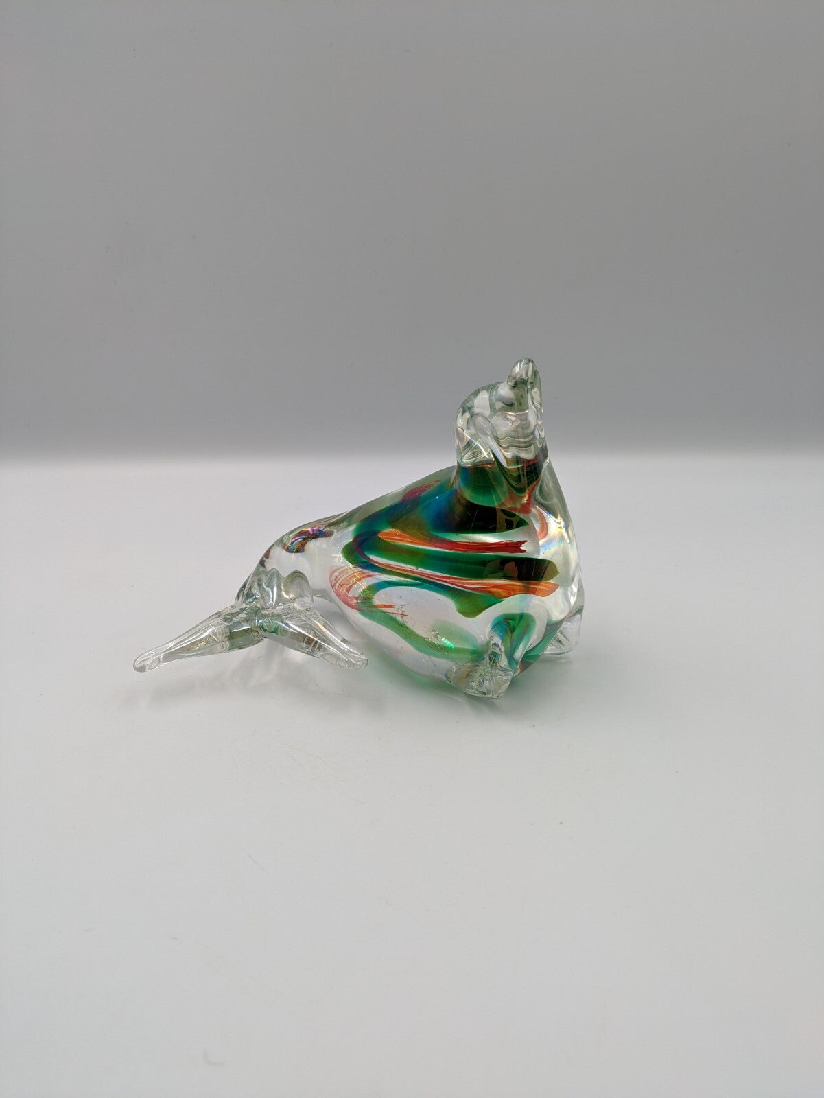 Murano Multi Colour Iridescent Art Glass Seal Paperweight Seal figure ornament