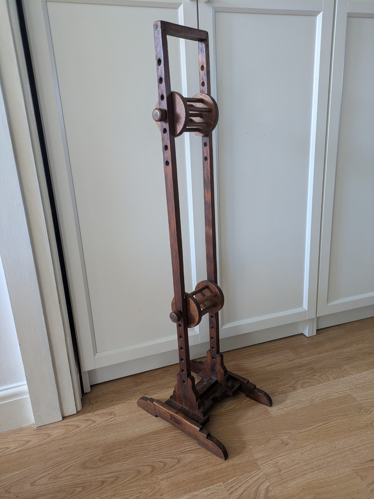 Antique Wool Winder Stand, English, Oak, Adjustable Yarn Swift, Victorian, Holde