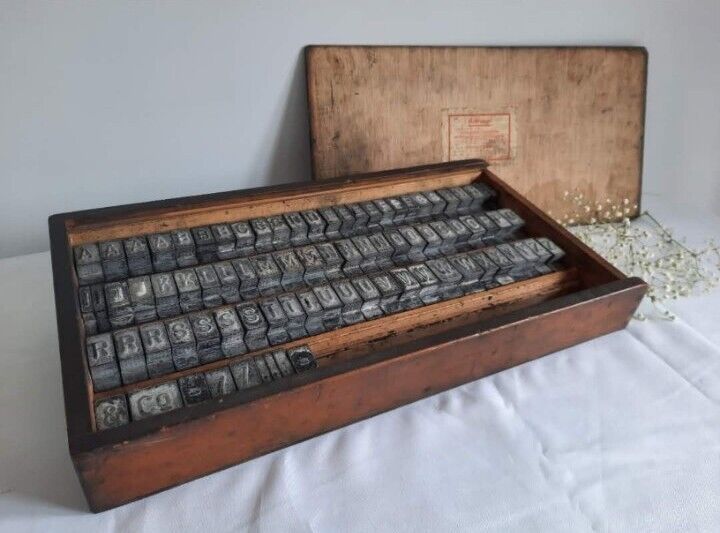 Boxed set Letterpress Printers Type Printing blocks complete numbers alphabet