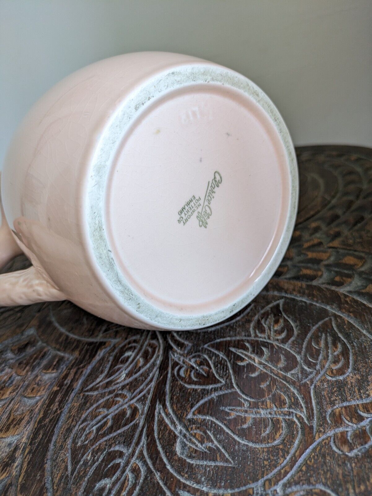 Early Pink Clarice Cliff VASE Newport pottery England Blossom Floral Maize Corn