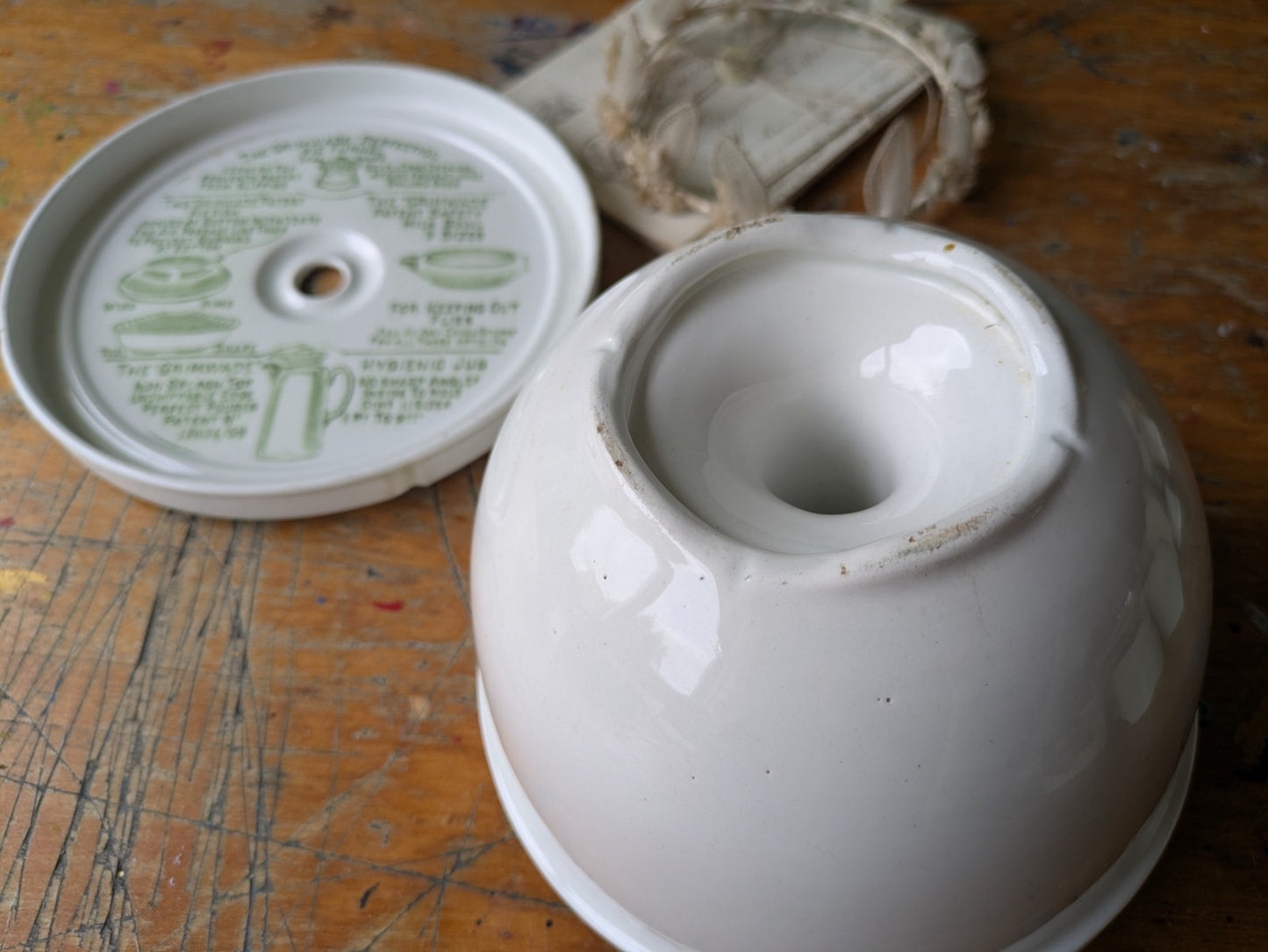 Antique Grimwade's Quick Cooker c 1911. Ironstone Bowl Steamer Vintage Prop Vgc