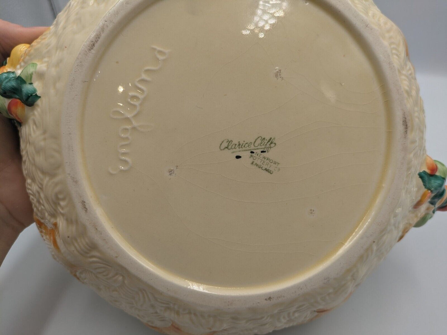 Large Rare Newport Pottery Clarice Cliff Celtic Harvest Salad Bowl Serving Antiq