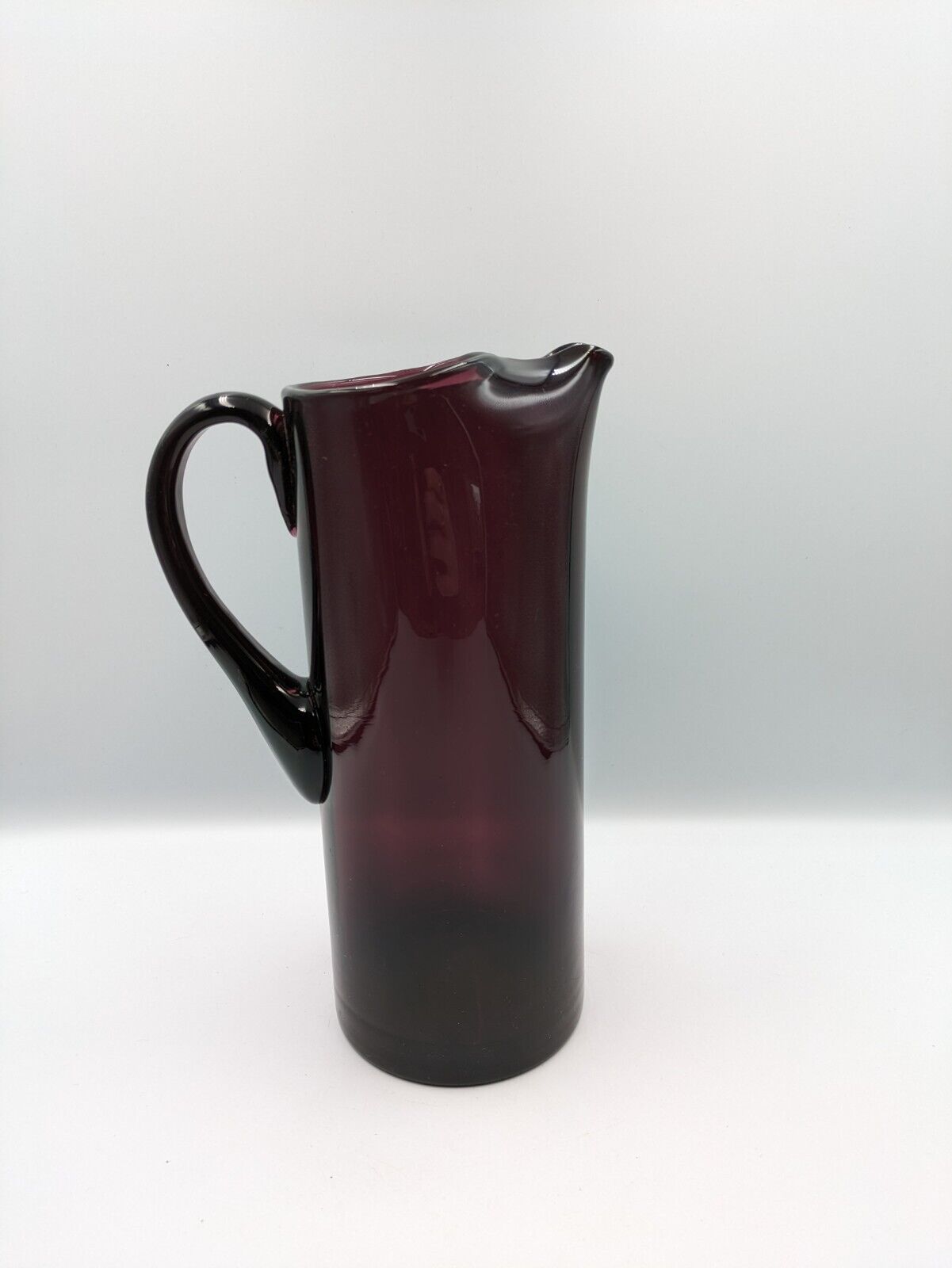 Tall Vintage Italian Amethyst Art Glass Hand Blown Pitcher Mid Century Modern