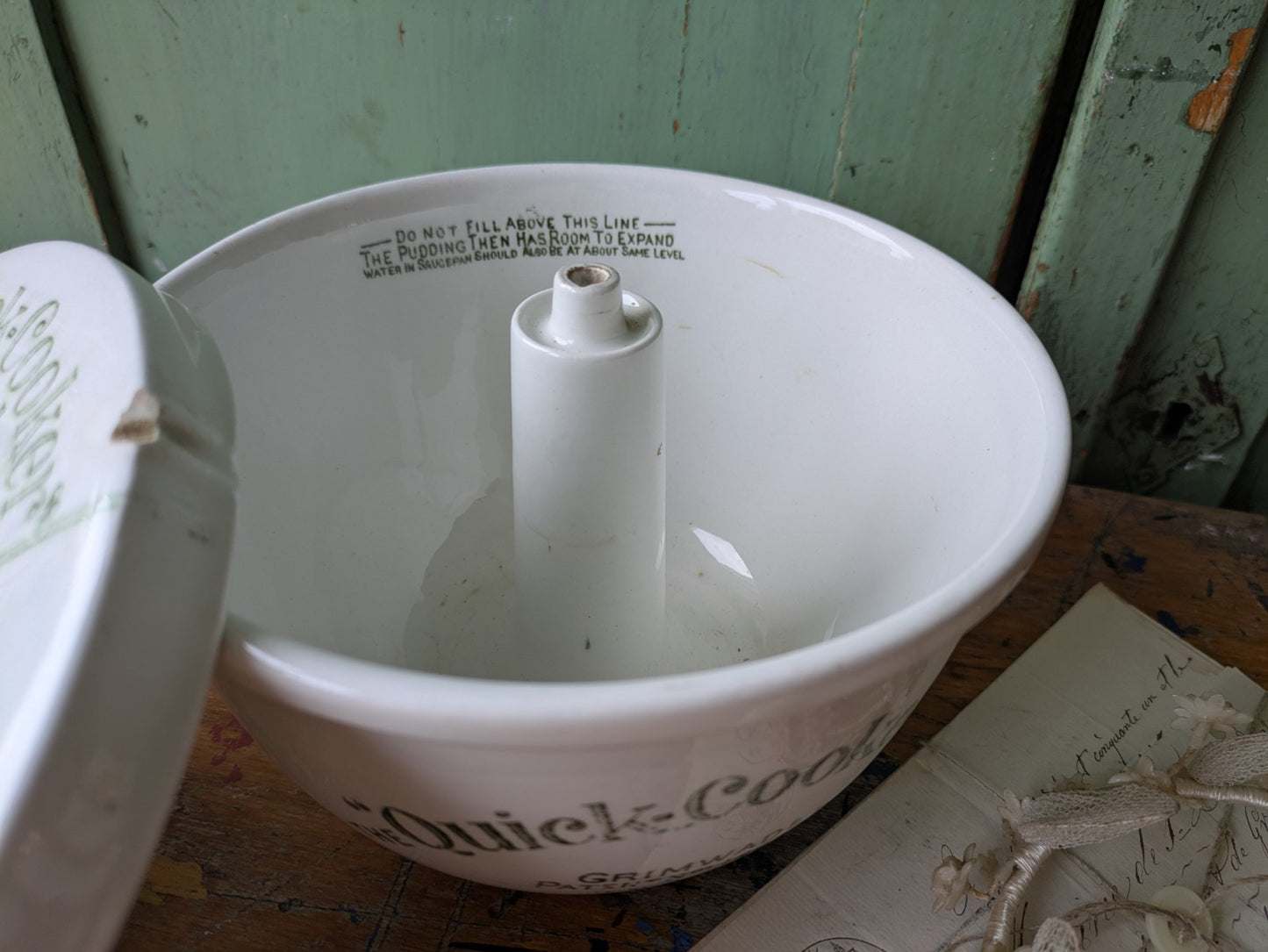Antique Grimwade's Quick Cooker c 1911. Ironstone Bowl Steamer Vintage Prop Vgc