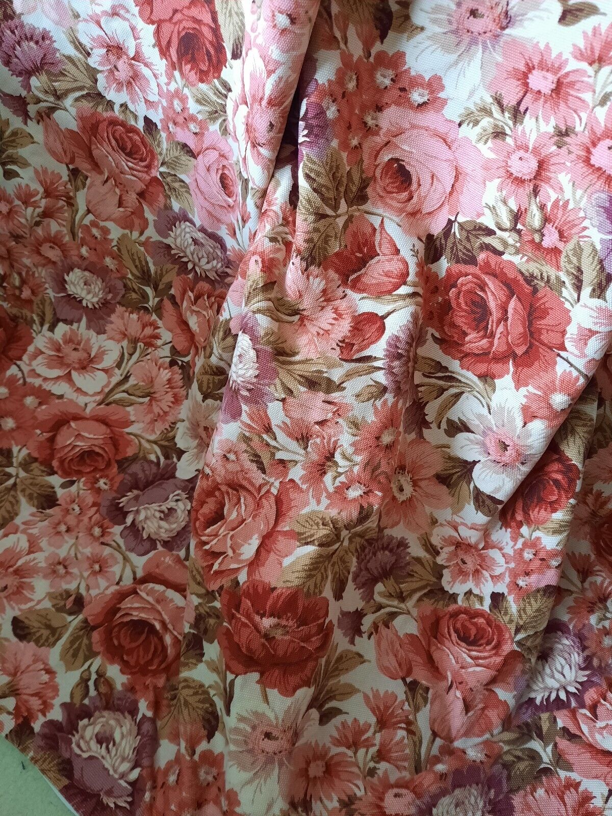 Vintage Boho Rose Floral Curtains Shabby Chic Linen W192cm D218cm floor Length