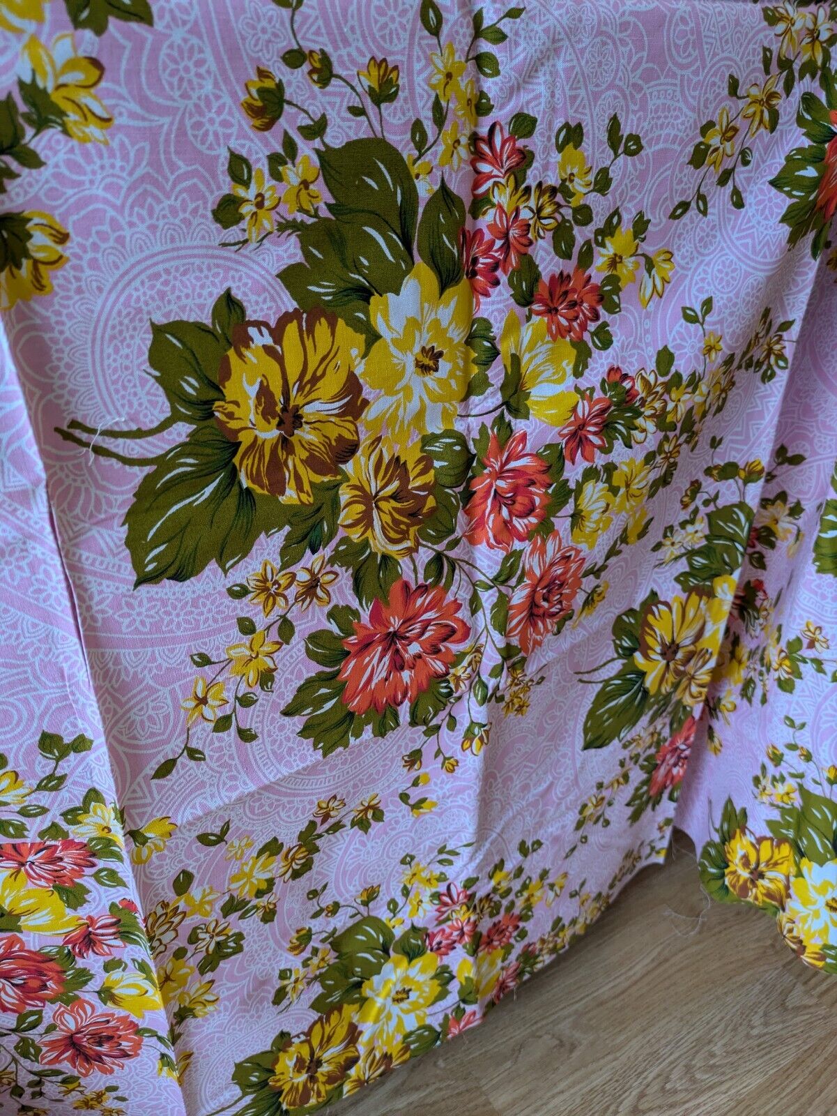Vintage Style Pink Floral material cotton Fabric Rose 153x192cm Shabby Chic New