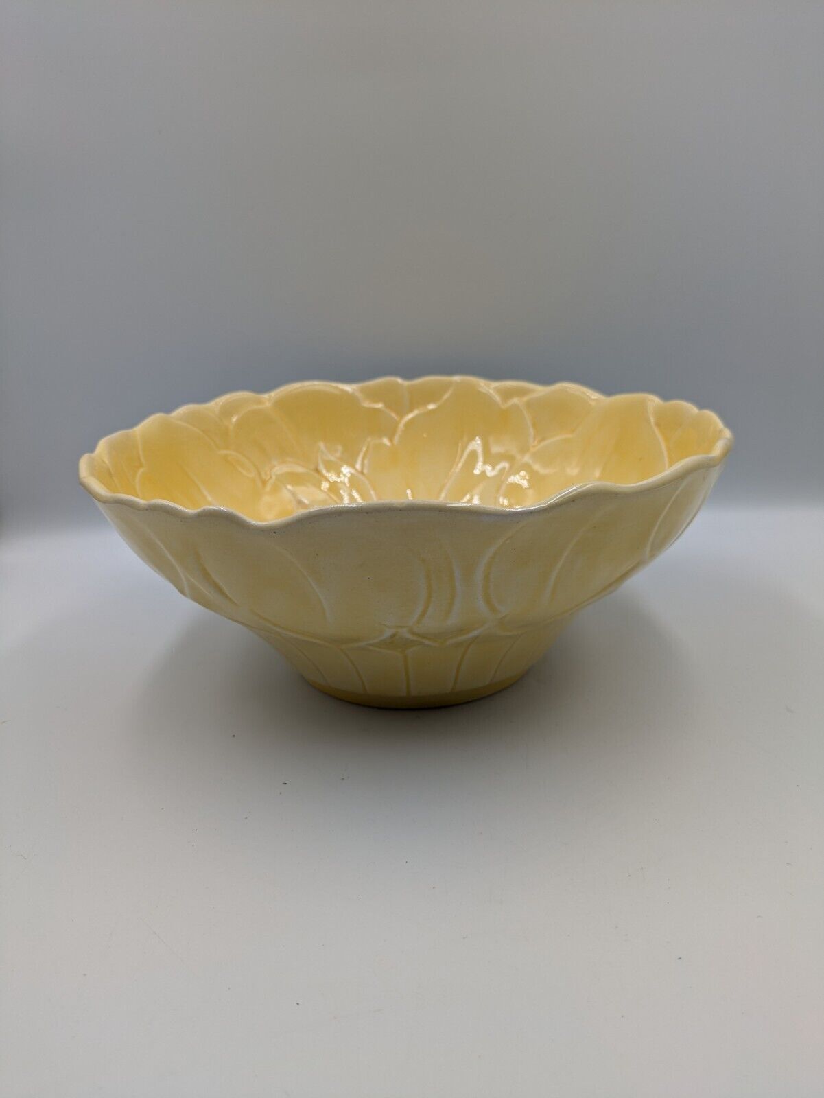 VTG 1930s H.J. Wood Ltd. Burslem England Hand Painted Flower Yellow Serving Bowl