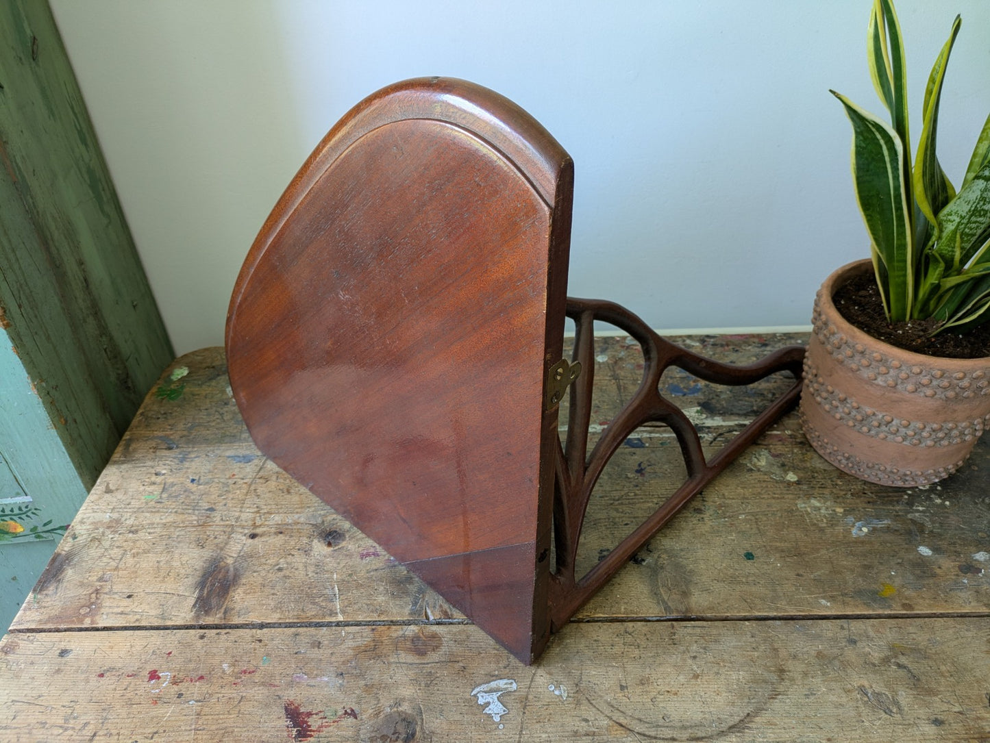 Antique Mahogany Art Nouveau C1890 Hanging Corner Shelf Wood Scroll Victorian