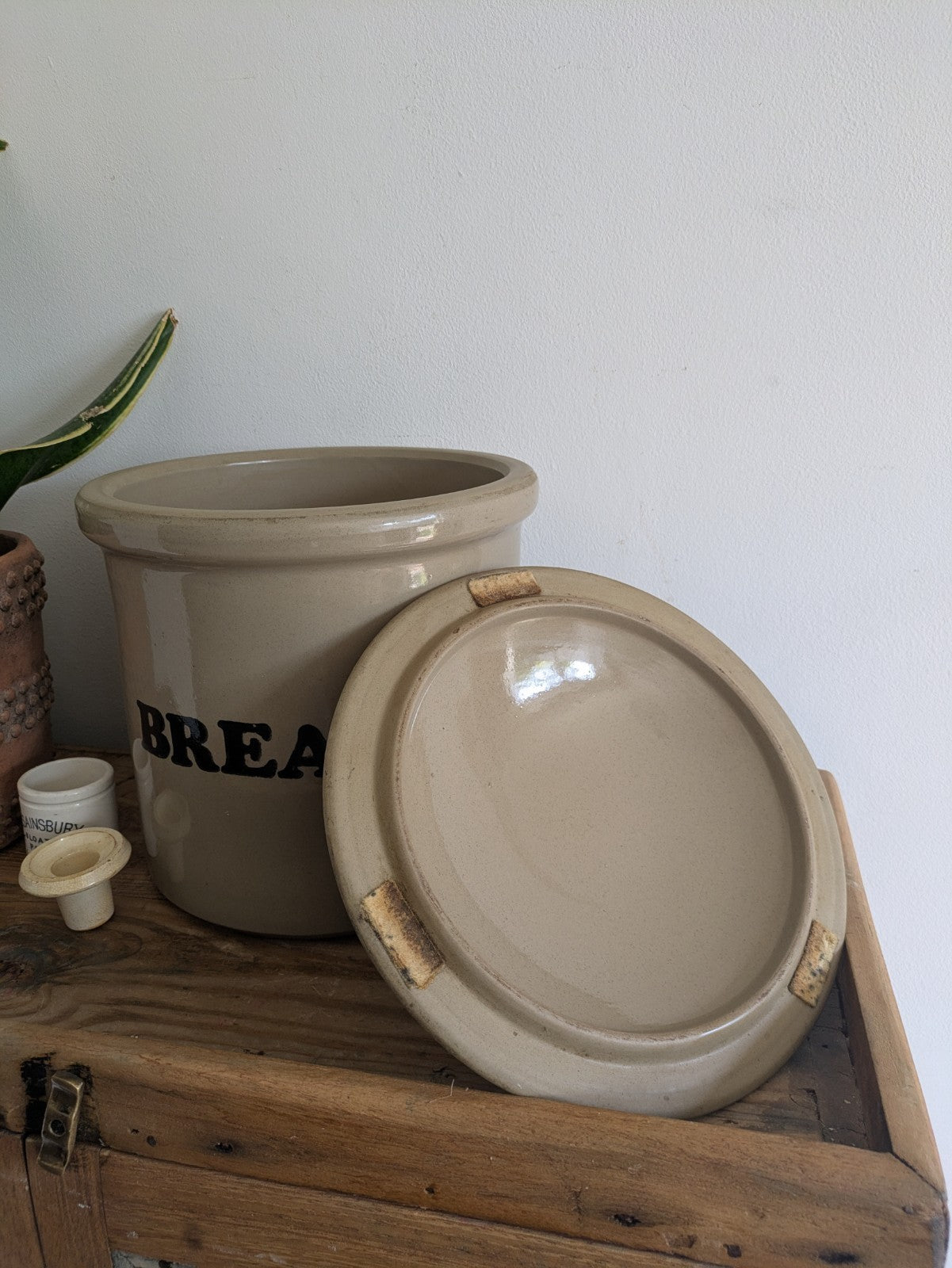 VINTAGE ANTIQUE BREAD CROCK BIN PEARSON’S OF CHESTERFIELD STONEWARE POTTERY XL