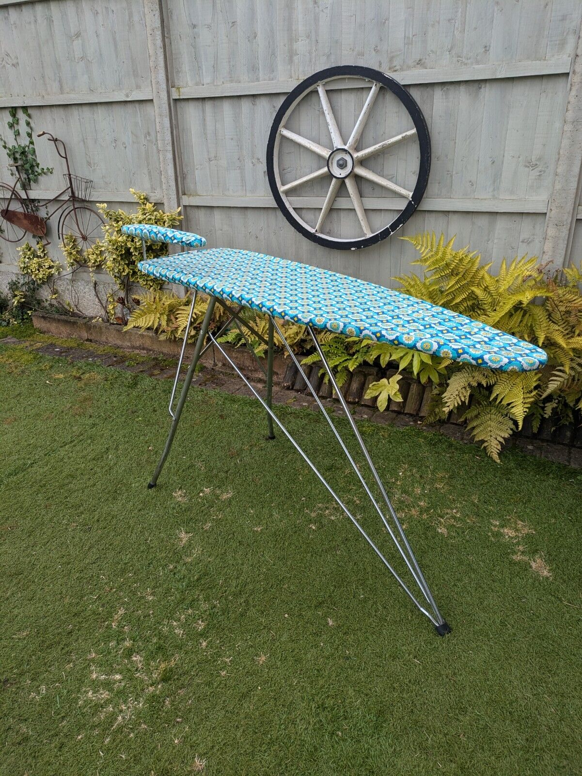 Rare 1950s French Libellule Vintage Ironing Board with Sleeve Retro Atomic Prop