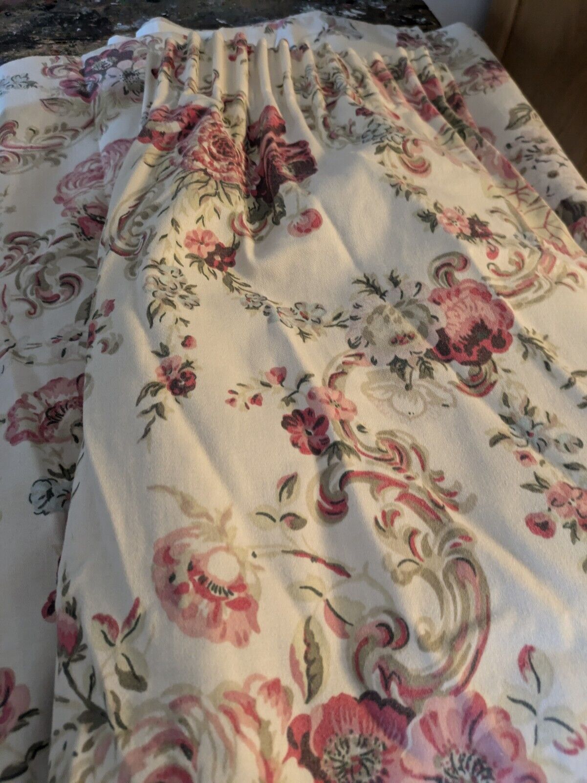 Laura Ashley Vintage Rose Scroll Curtains/Fabric W 161cm X D 132.5cm Floral Rare