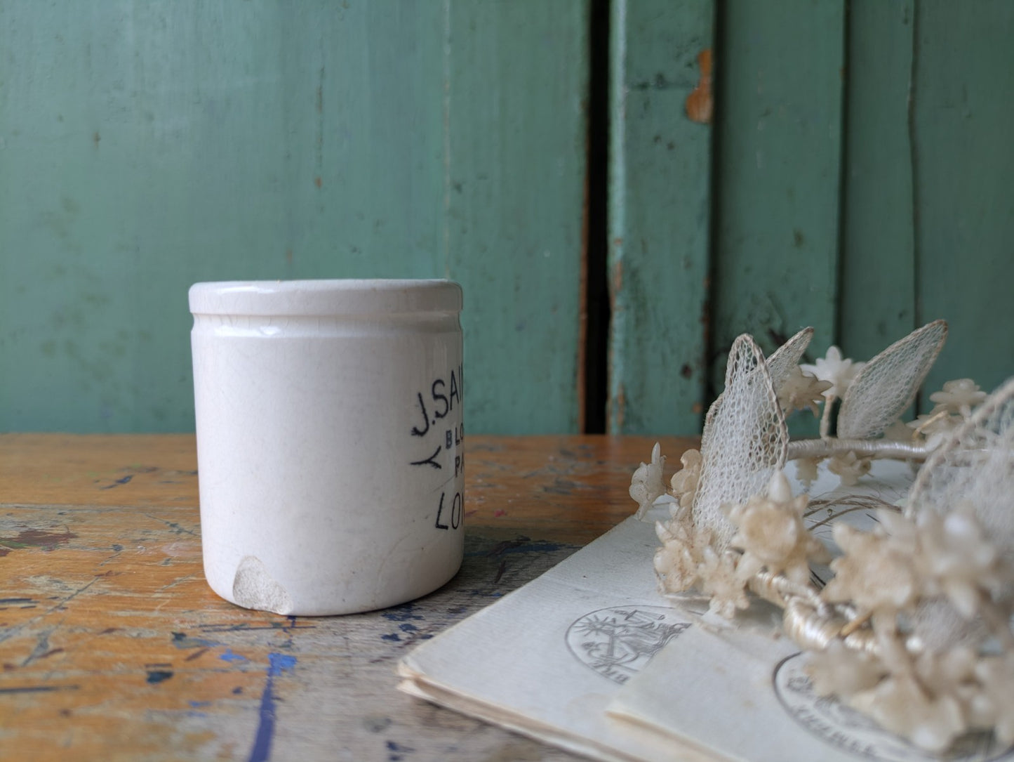 Antique Sainsbury’s Bloater Paste Pot Pantry Jar c 1880s VTG Ironstone London