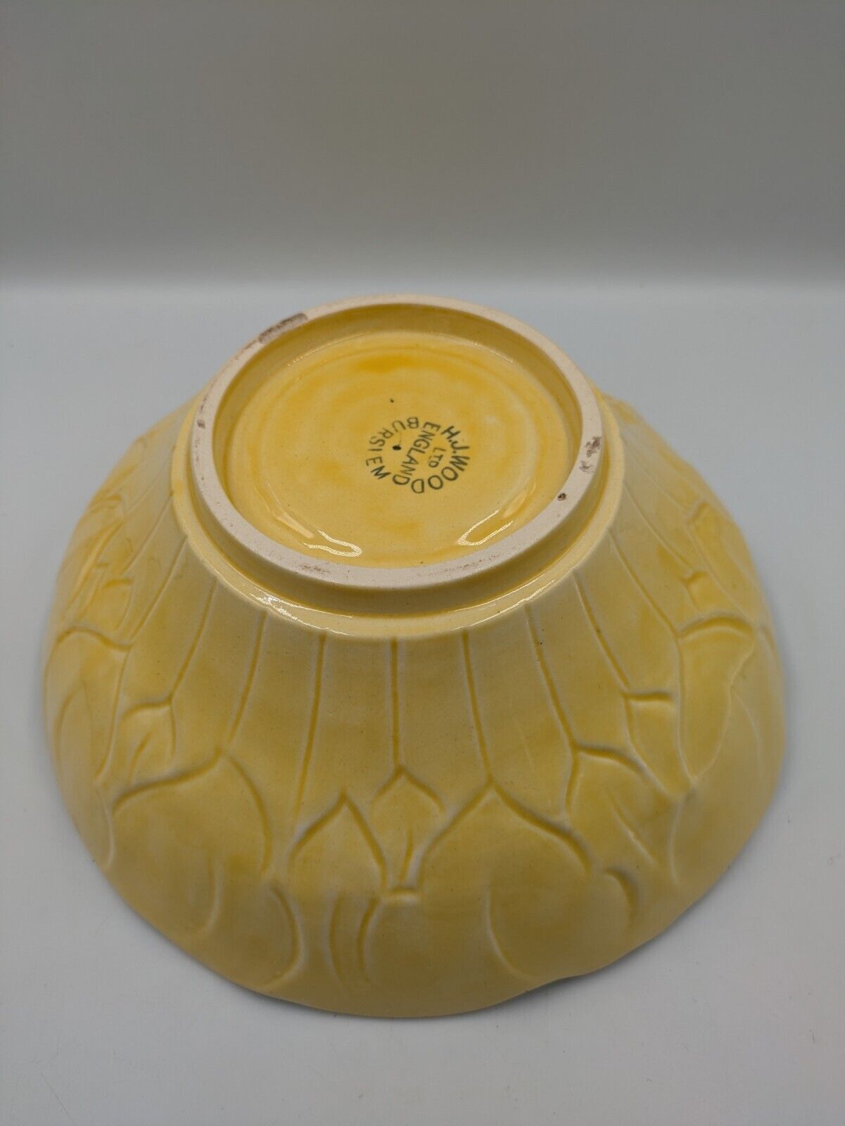 VTG 1930s H.J. Wood Ltd. Burslem England Hand Painted Flower Yellow Serving Bowl