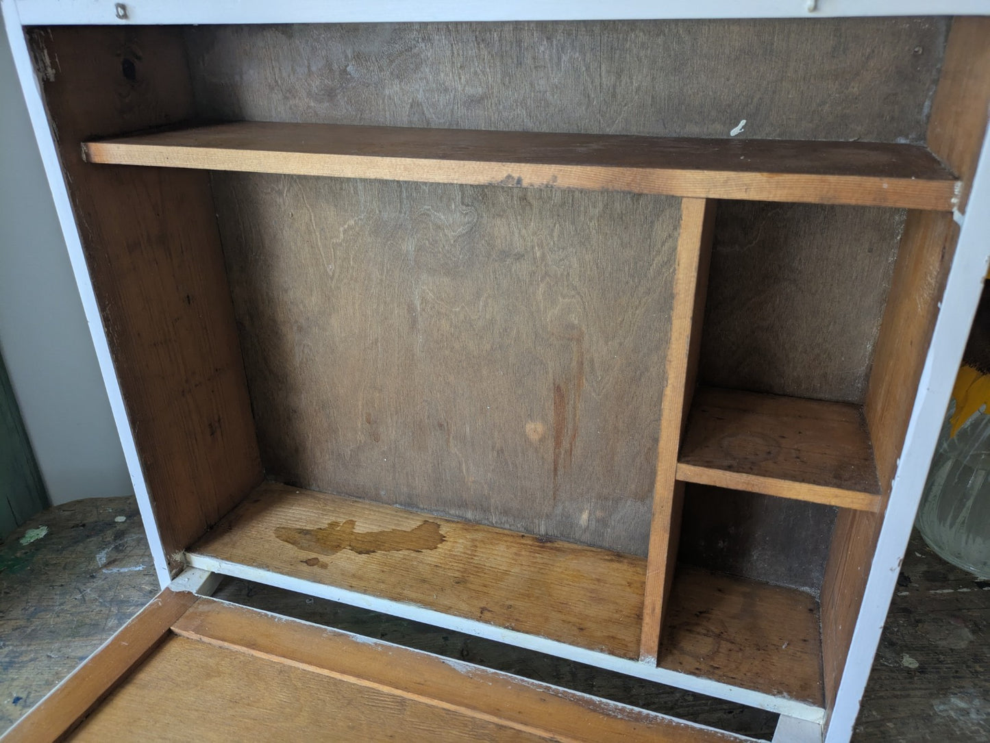 Vintage first aid medicine cabinet bathroom Wood Medical Chemist Prop Cupboard