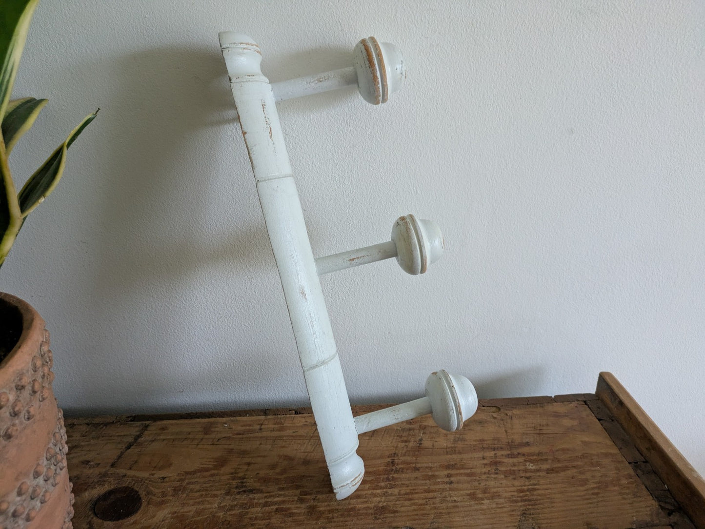 Vintage French Industrial Hat Hooks Coat Rack Hook 1930s Wooden Wood Wall Prop