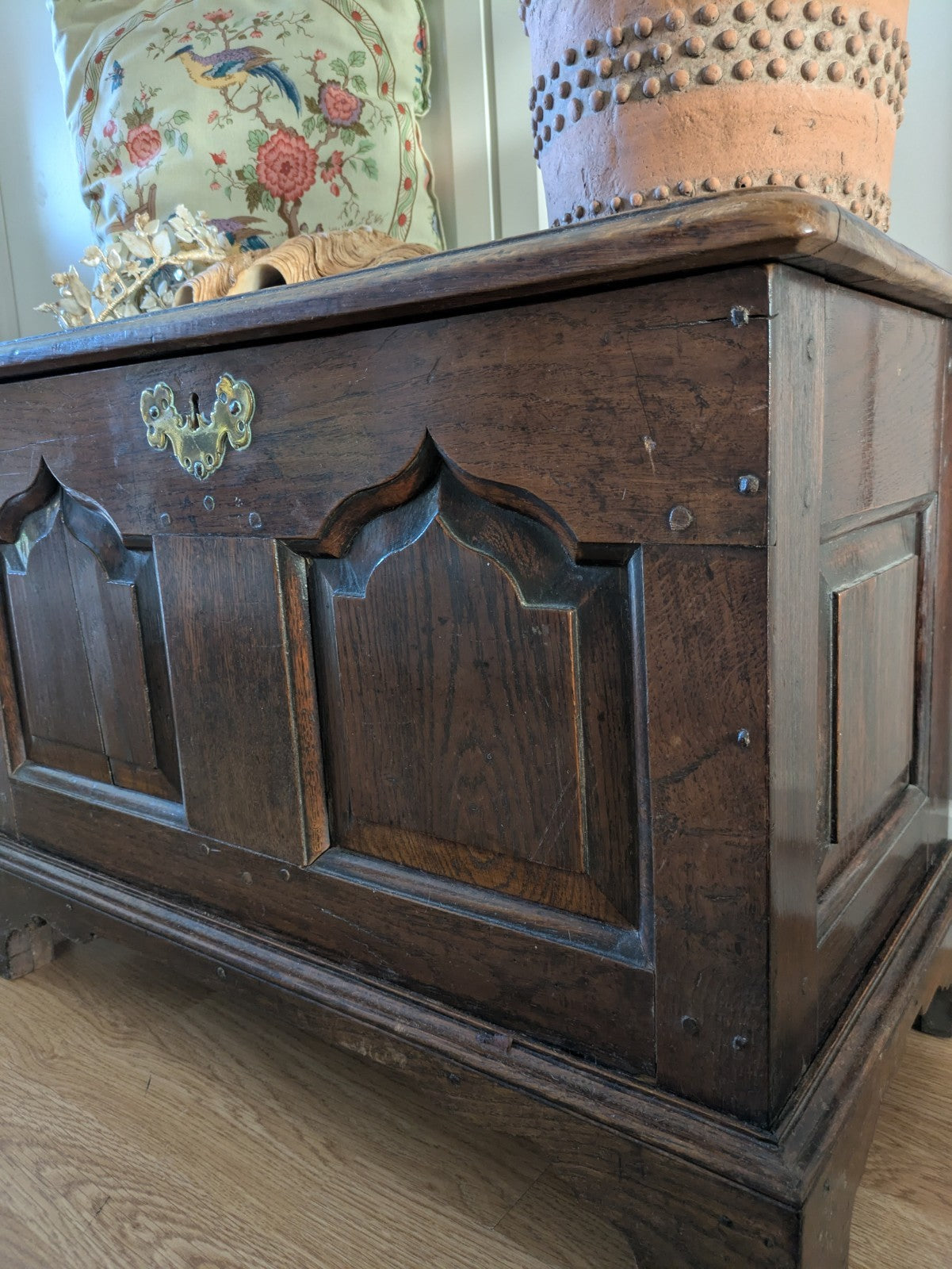 ANYIQUE WELSH MID 18TH CENTURY OAK MULE DOWER CHEST COFFER BLANKET BOX Original