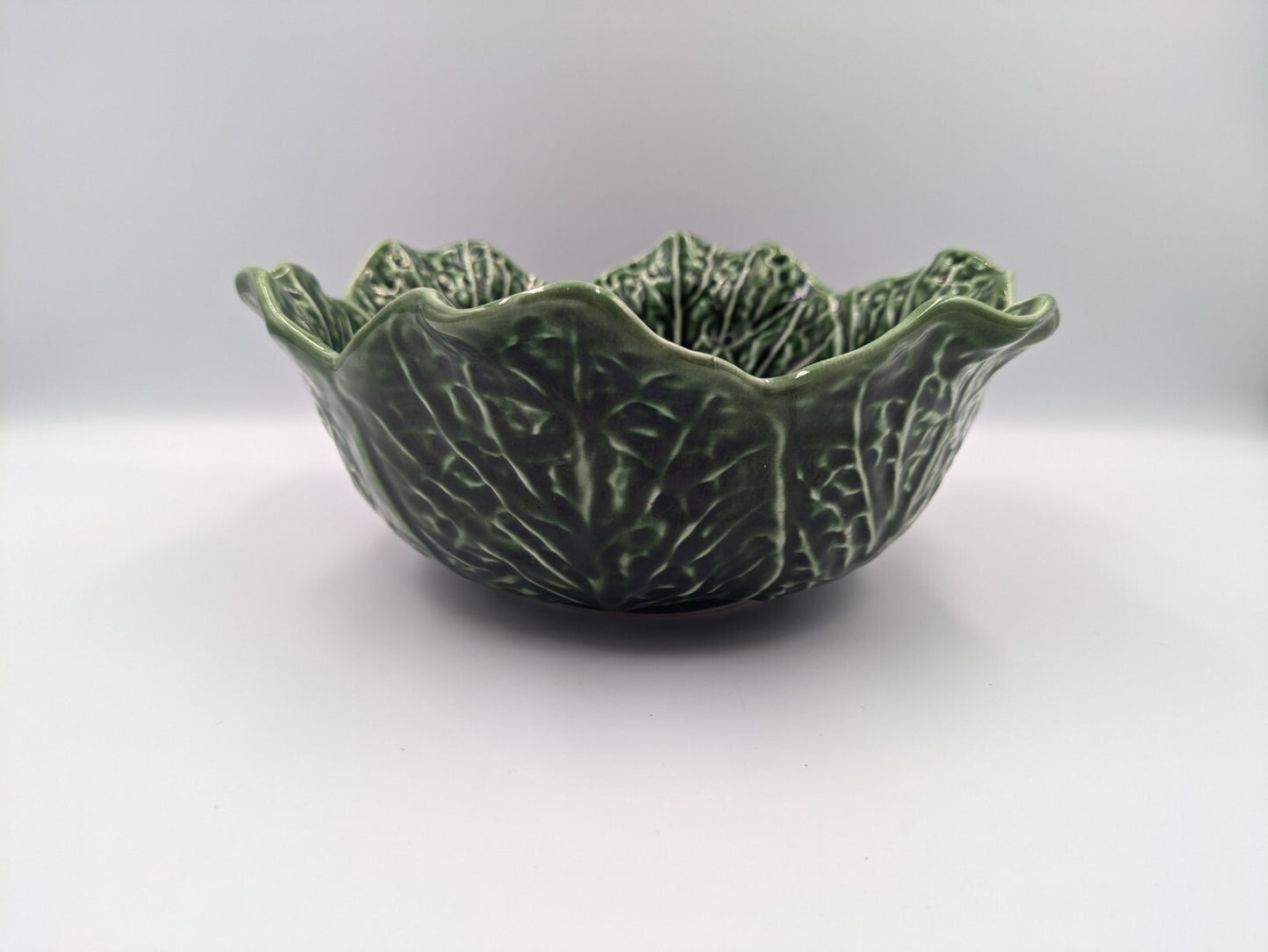subtil john buck portugal Antique Green Majolica cabbage leaf bowl Serving Large