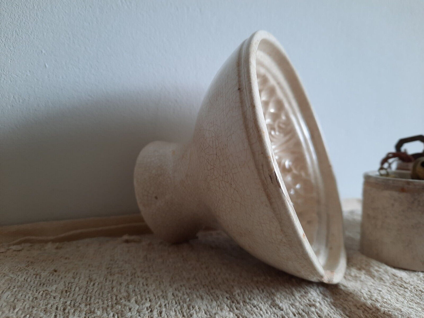 1 Victorian Jelly Mould bowl Shape crackle glaze antique vintage stoneware large