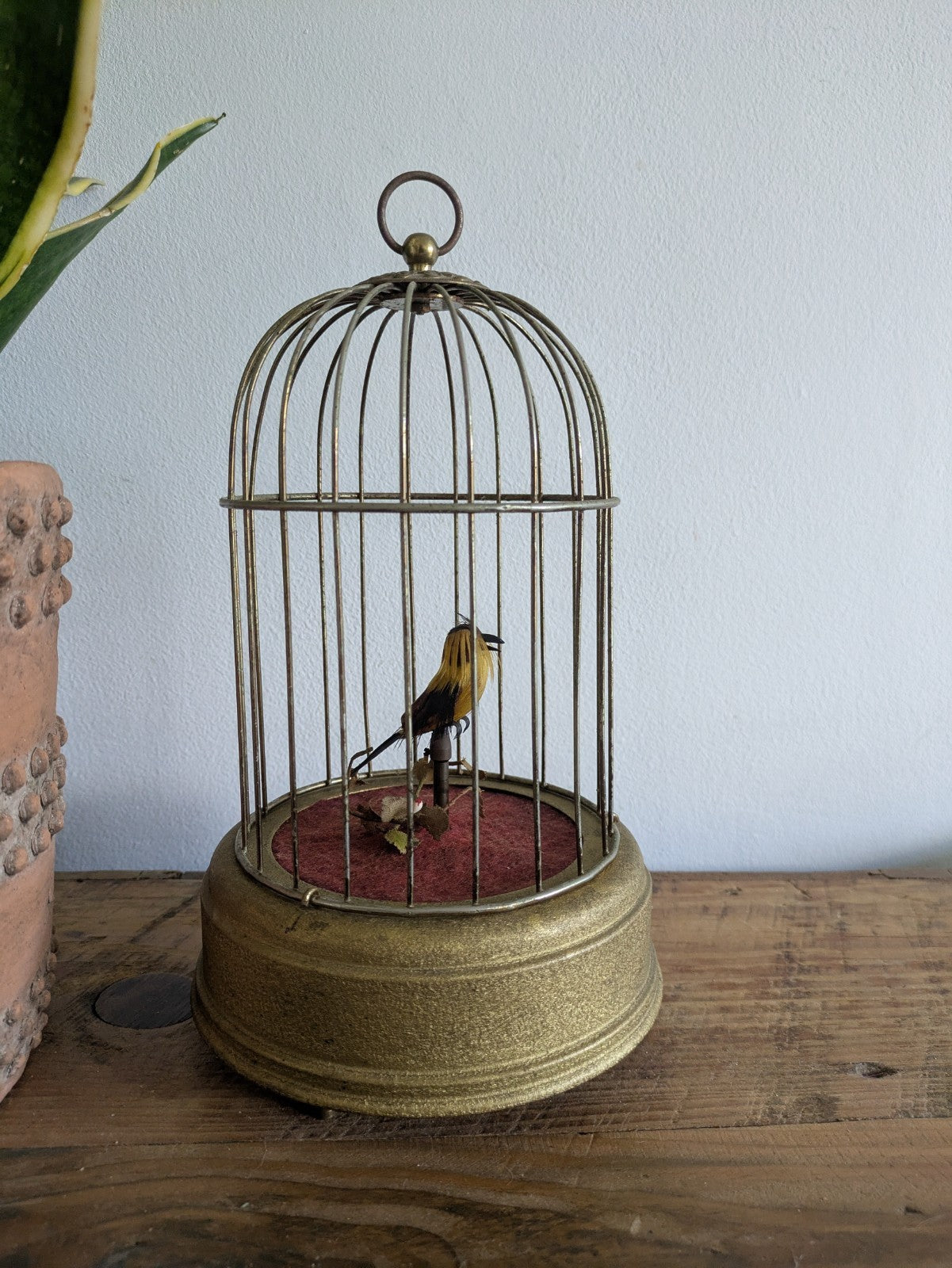 German Antique Singing Bird Cage Automation With Bird Brass Musical Moving TLC