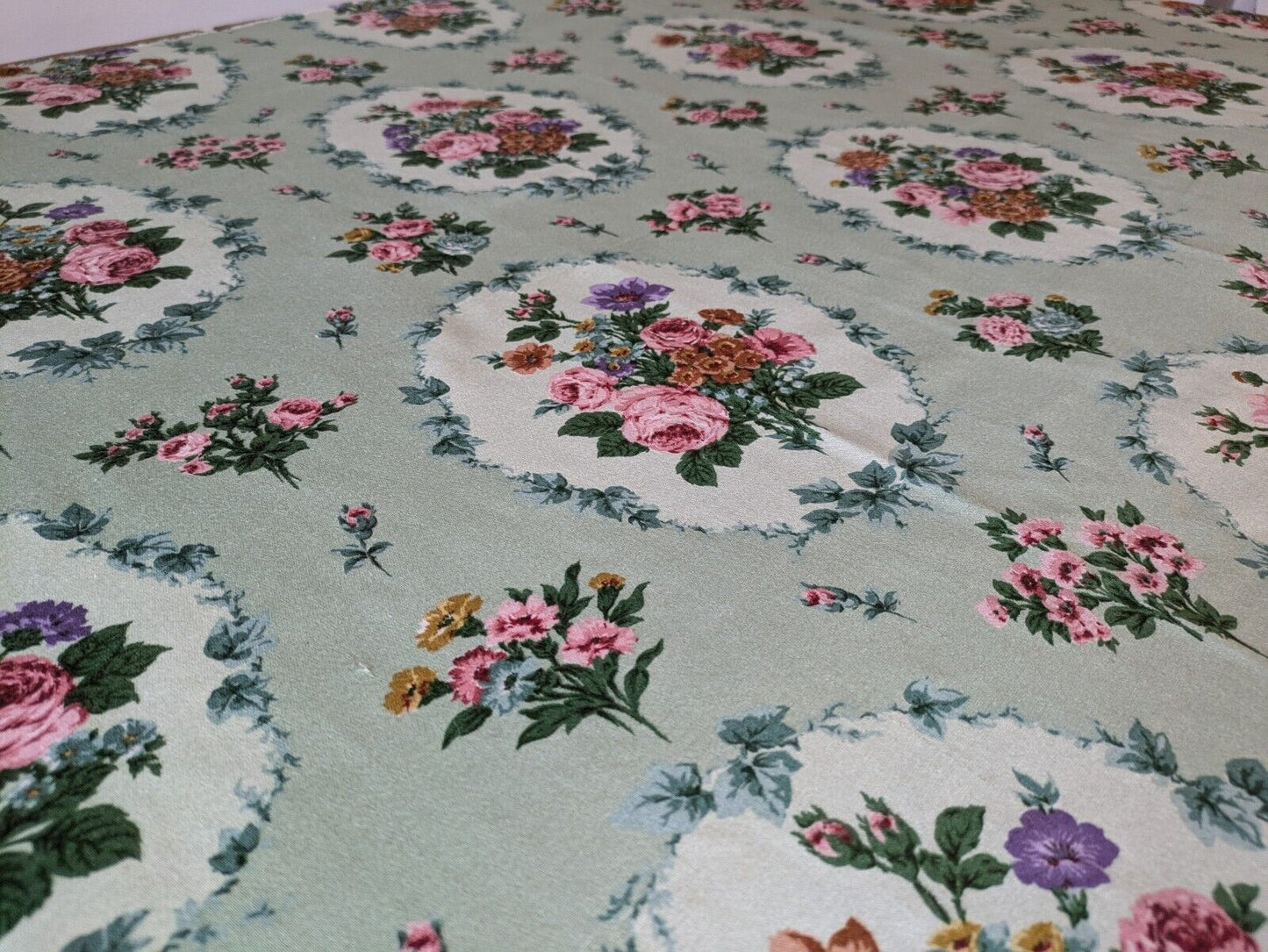 Vintage Cravendale Sonning Floral Screen Print Fabric Shabby Chic Rare 1 Meter