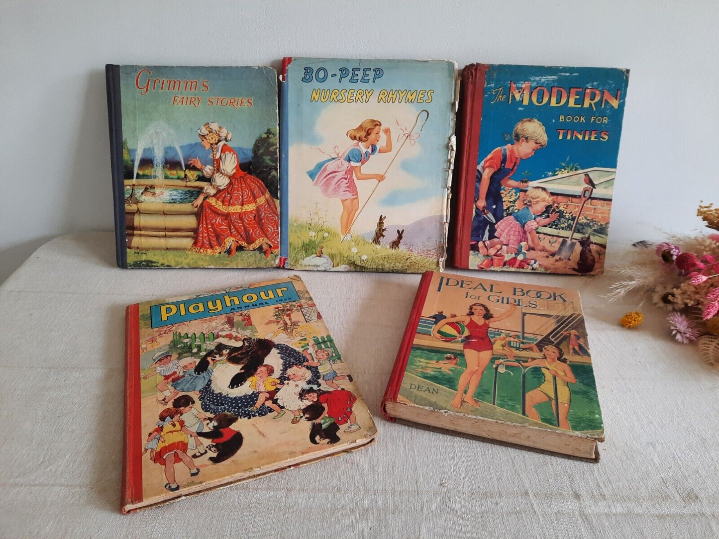 JOBLOT 5 VTG BOOKS STORY NURSERY RHYMES GRIMMS FAIRYTALES 50S PLAYHOUR ANNUAL
