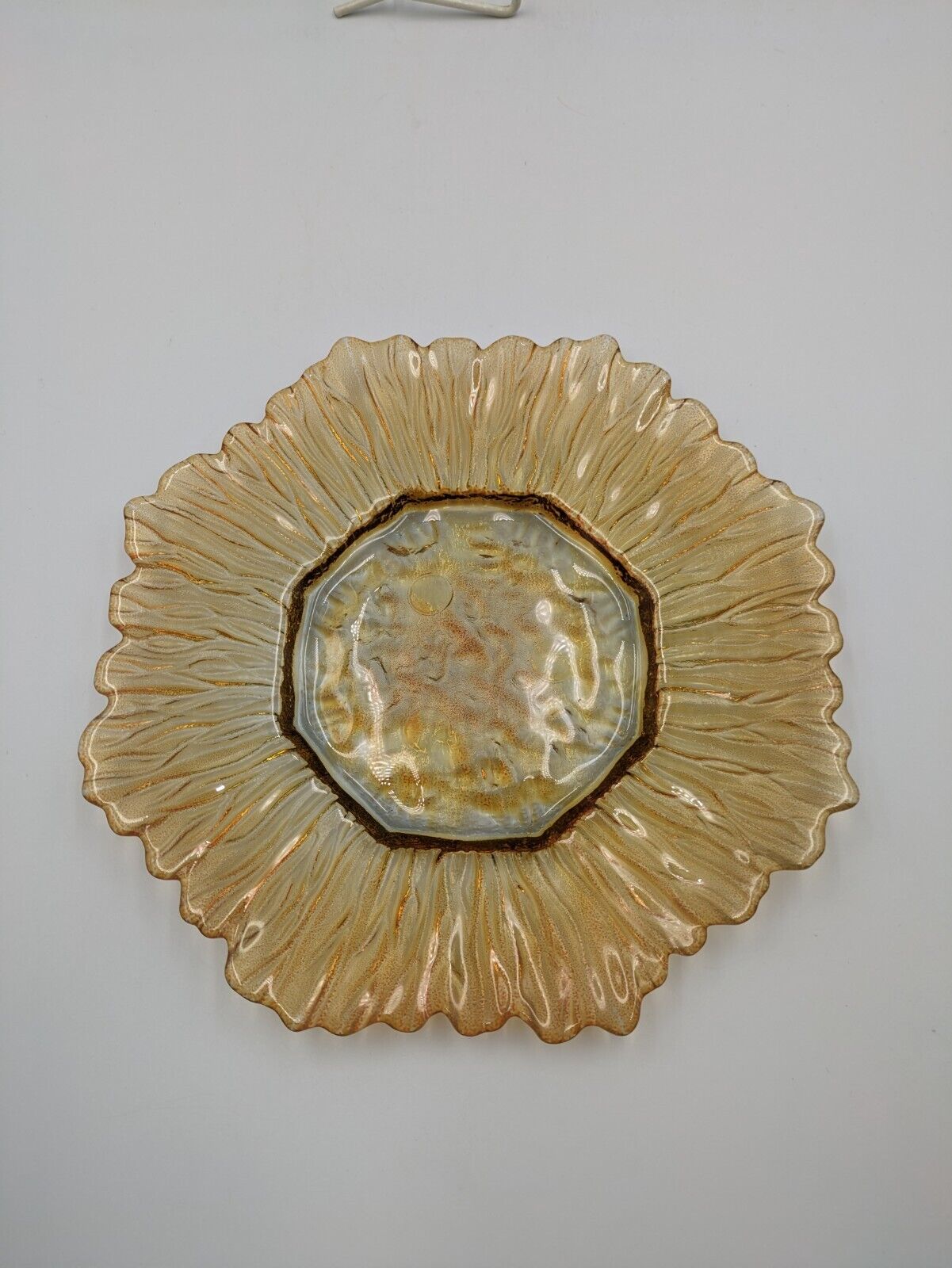 Vintage Anchor Hocking Style Sunflower Salad Plate in Amber Glass Retro Vgc Rare