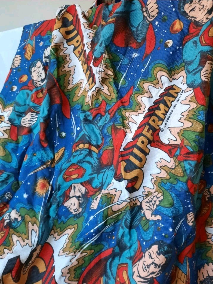 Vintage SUPERMAN DC Comics 1979 curtains childrens superhero 139cmD 163cmW retro