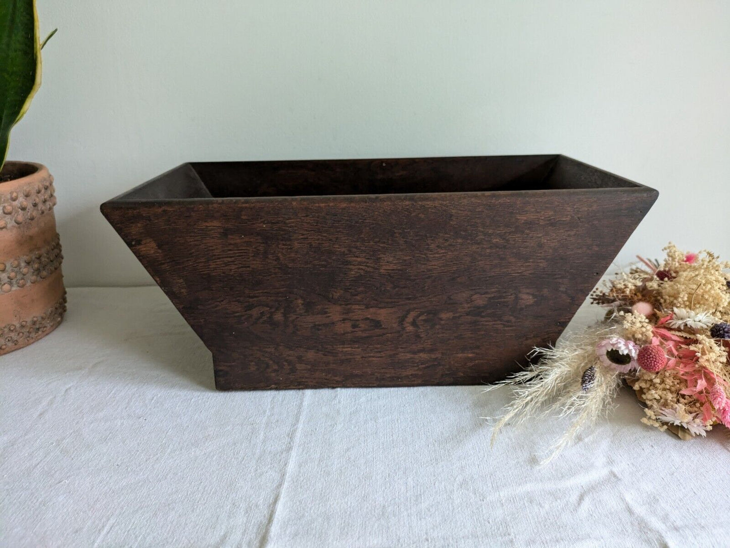 Rustic Antique Dough Trough | 19th Century Wooden Planter | Antique Storage Box