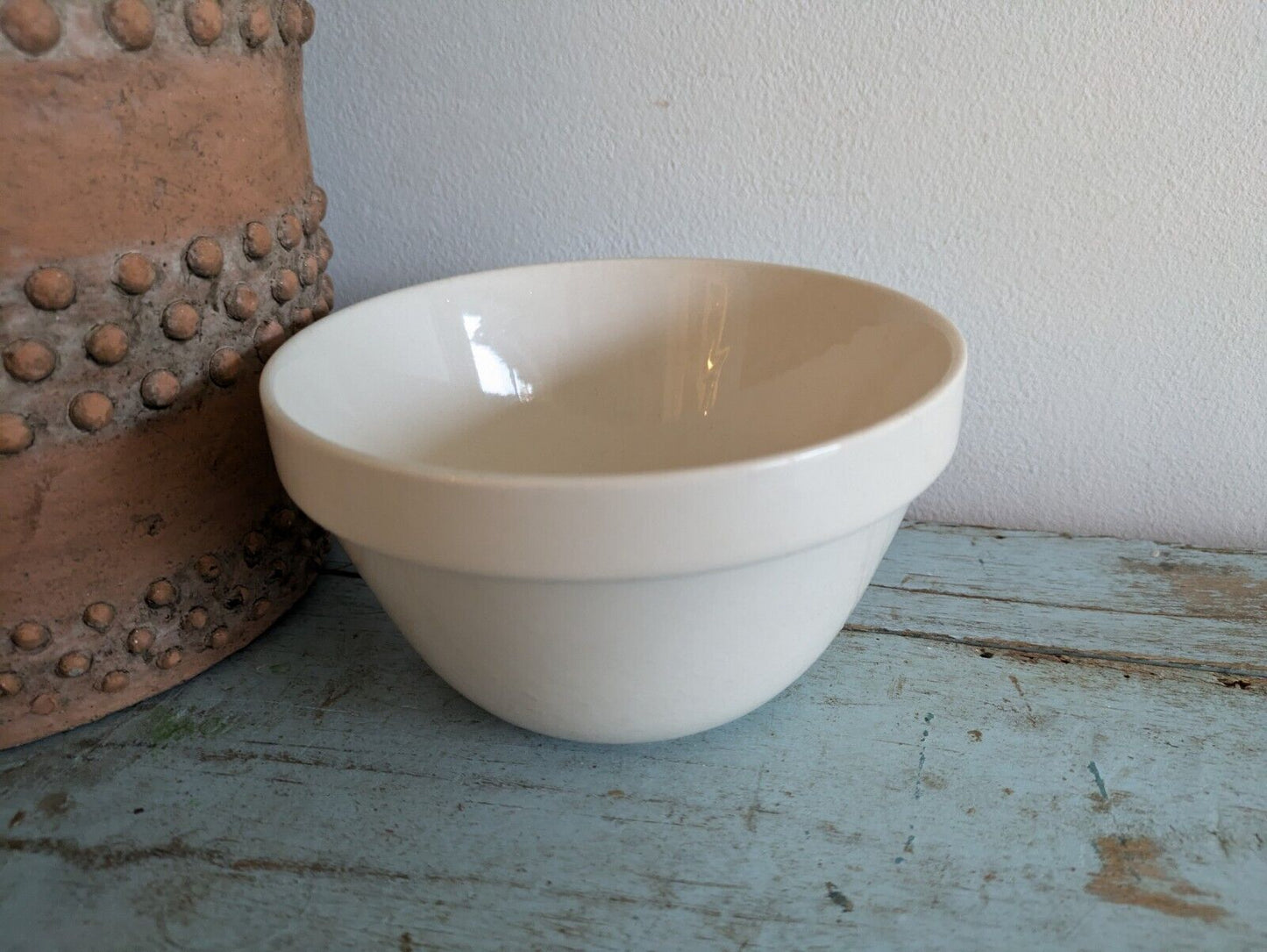 Vintage Mason cash ceramic pudding mixing bowl Antique Aged Prop Kitchen Baking!