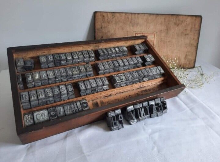 Boxed set Letterpress Printers Type Printing blocks complete numbers alphabet