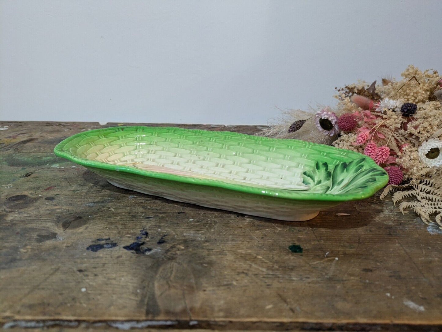 Beswick Ware Pattern 220 Celery Dish Large Long Basket Weave Vintage Retro Vgc