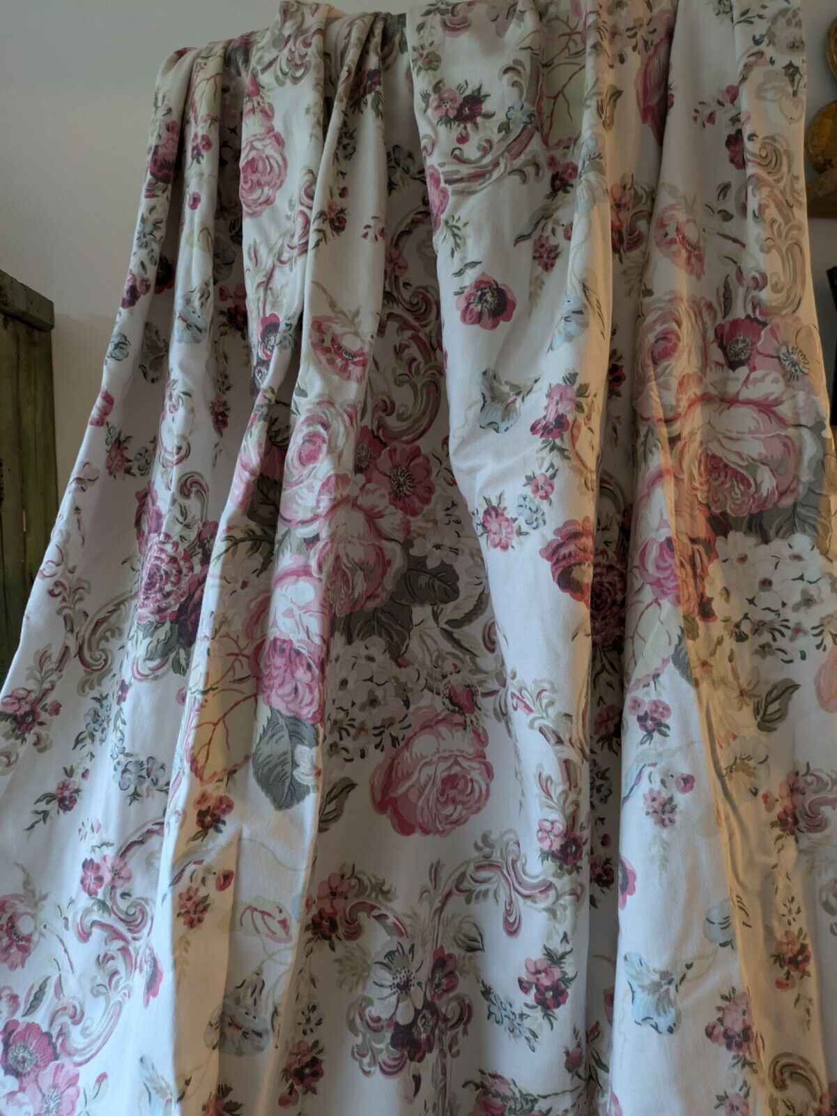 Laura Ashley Vintage Rose Scroll Curtains/Fabric W 161cm X D 132.5cm Floral Rare