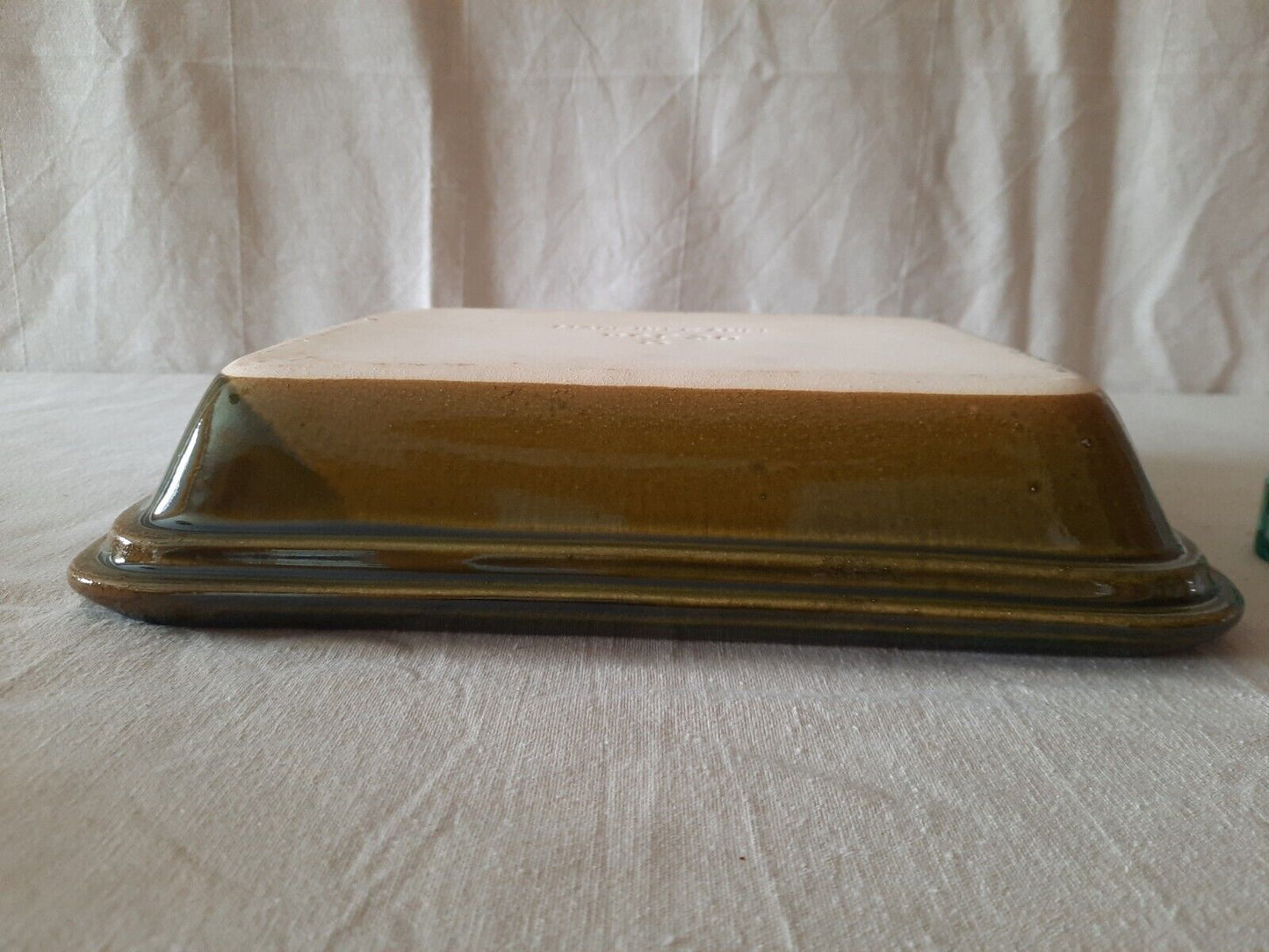 Vintage France French Green Glazed Casserole Dish Stoneware Tray Oven Rare Mint