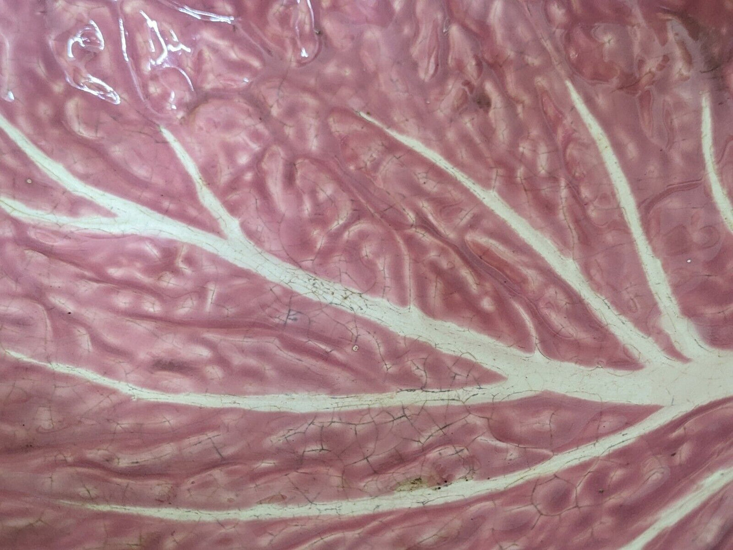 Vintage Faianca Subtil Pink Cabbage Large Leaf Vegetable Bowl Portugal Serving