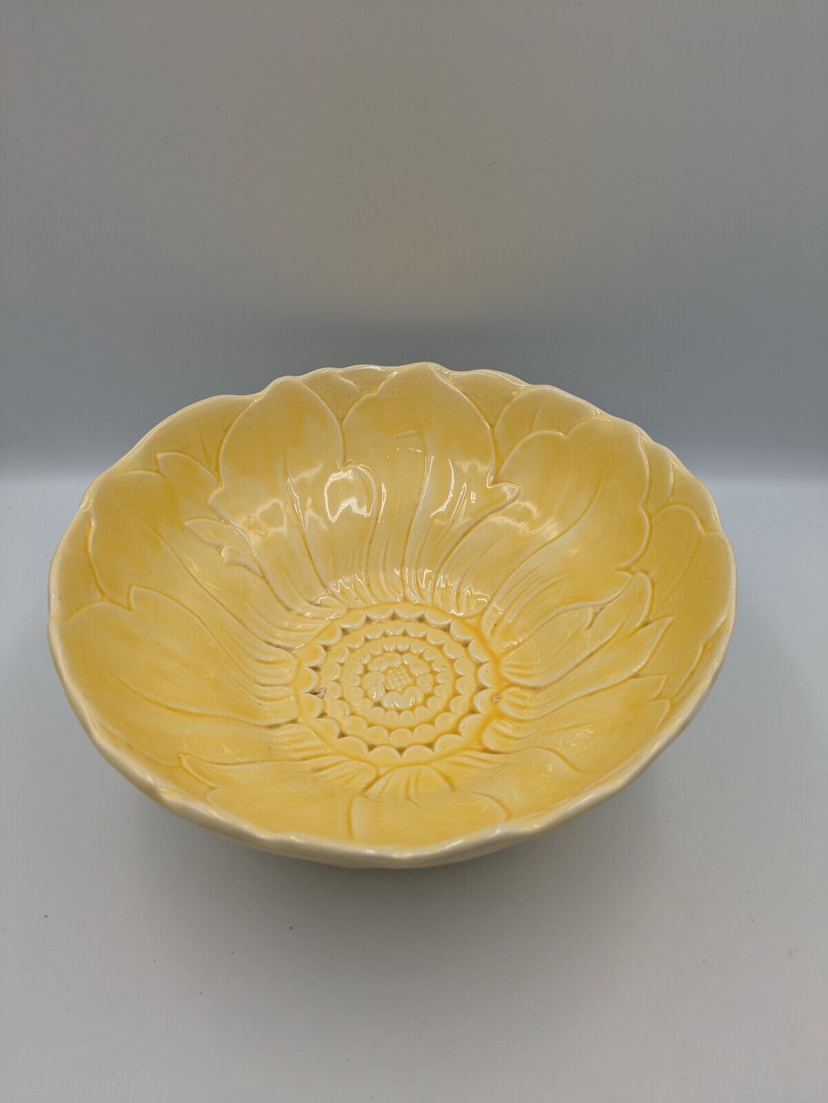 VTG 1930s H.J. Wood Ltd. Burslem England Hand Painted Flower Yellow Serving Bowl