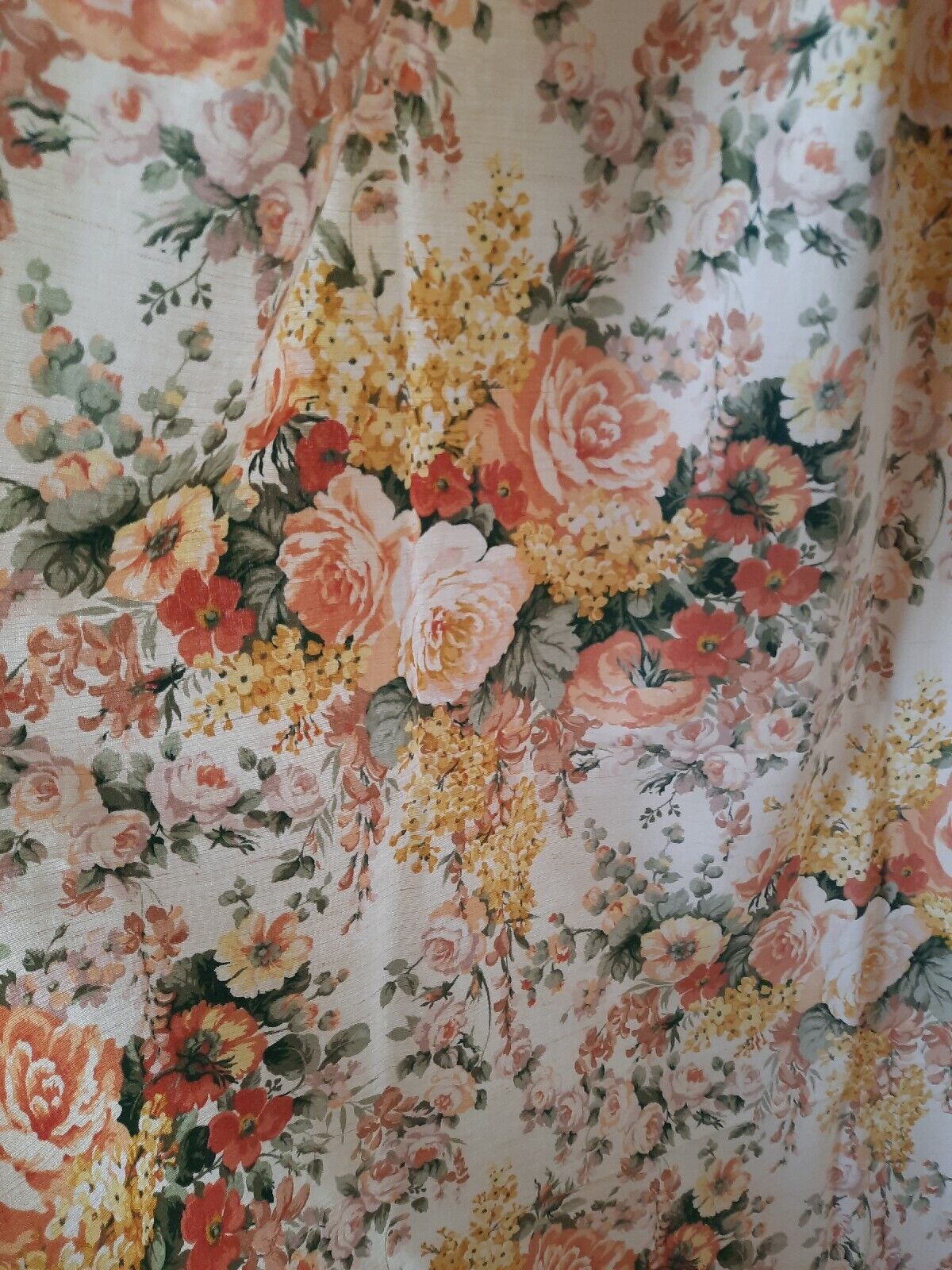 SANDERSON “HIGH SUMMER’ VINTAGE CURTAIN / FURNISHING FABRIC 2.75Mts Cabbage Rose