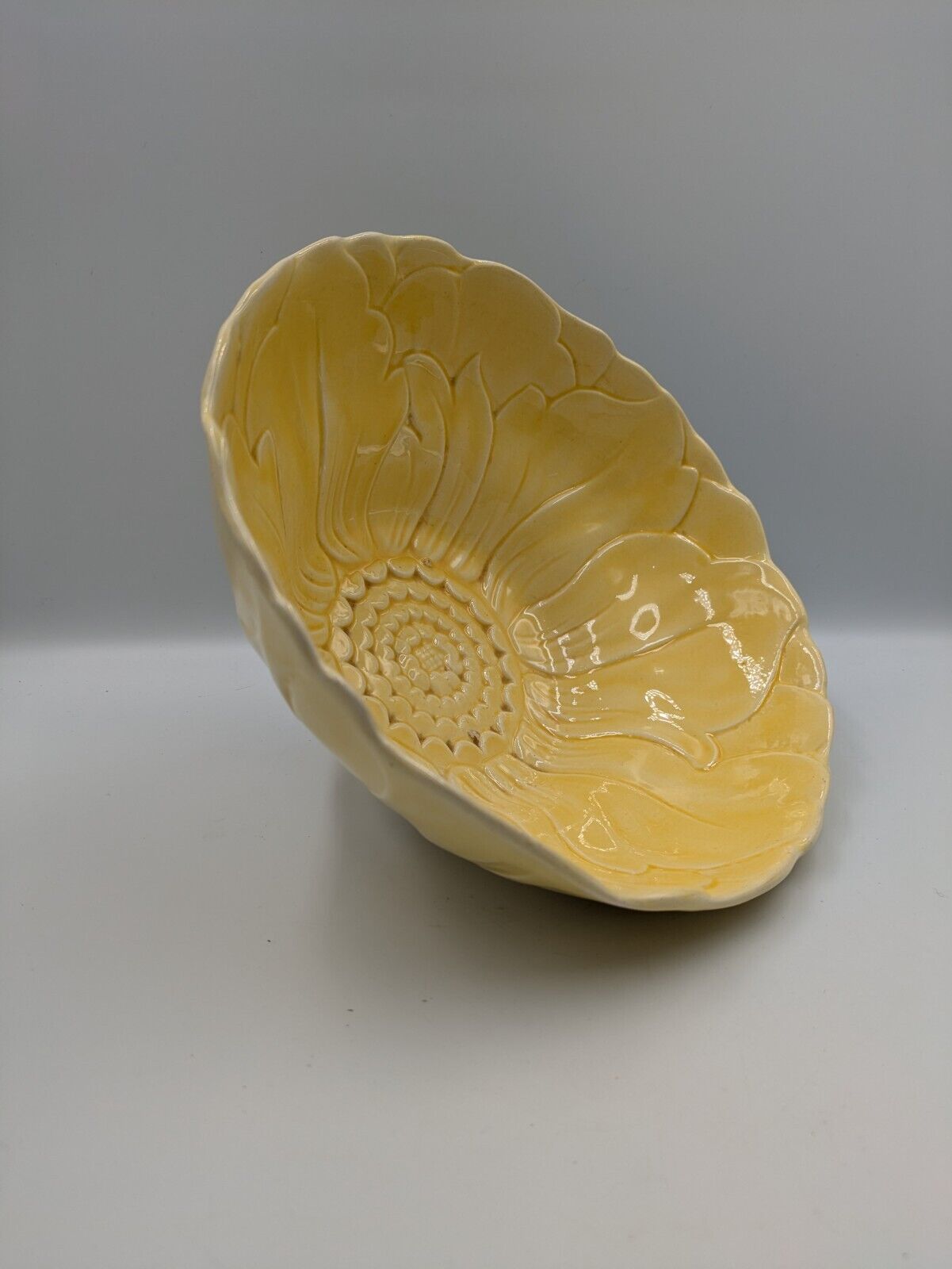 VTG 1930s H.J. Wood Ltd. Burslem England Hand Painted Flower Yellow Serving Bowl