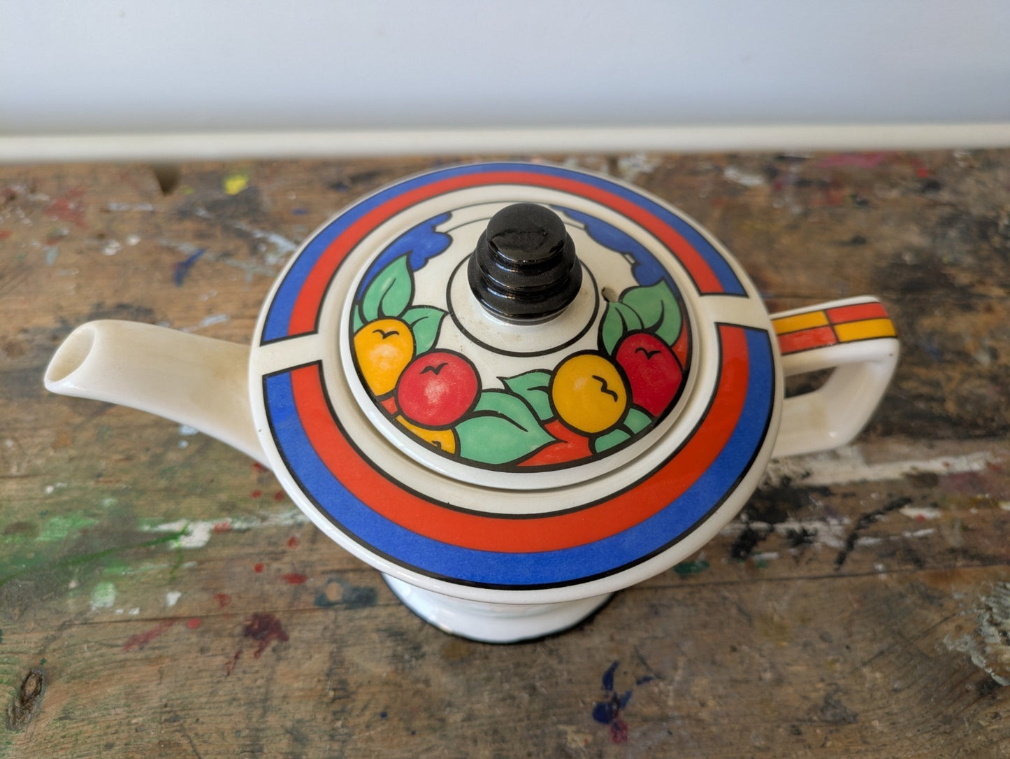 Vintage Art Deco Style Sadler Teapot Clarice Cliff Style House Bright Colours