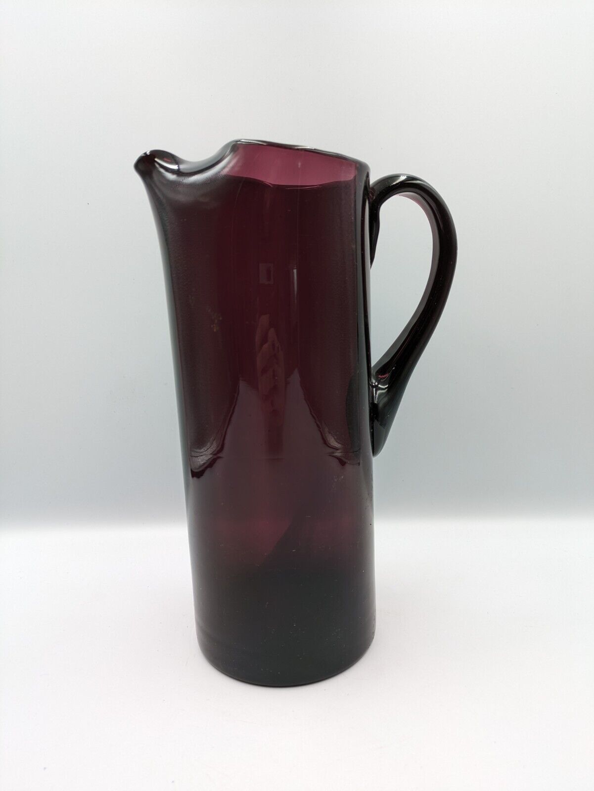 Tall Vintage Italian Amethyst Art Glass Hand Blown Pitcher Mid Century Modern