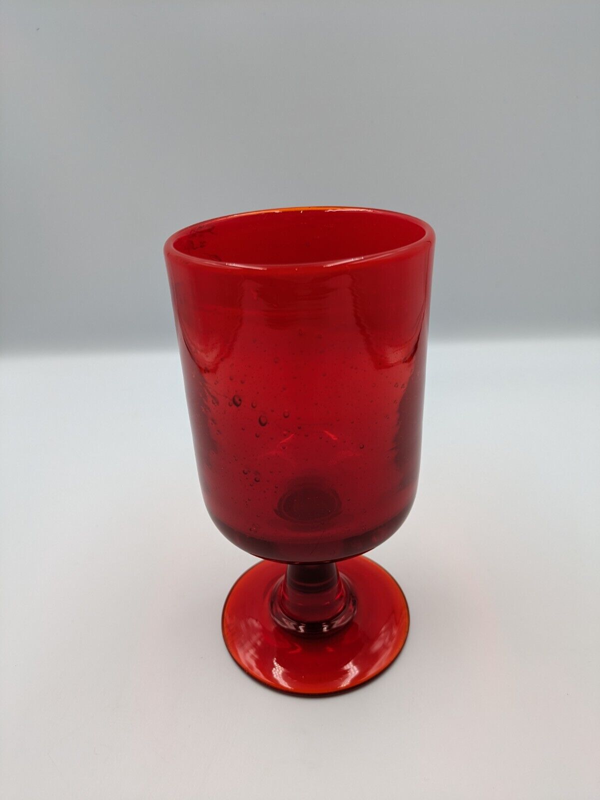 Vtg Erik Höglund Boda Red Glass Goblet Wine Glass Cocktail Retro 60s MCM Sweden