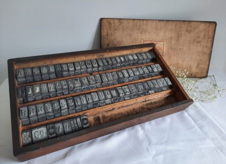Boxed set Letterpress Printers Type Printing blocks complete numbers alphabet