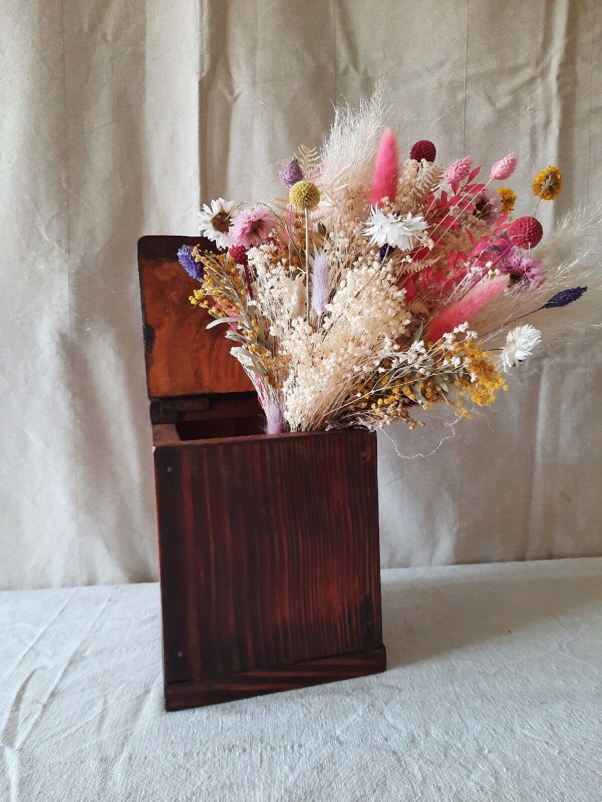 Antique Vintage Pine Candle Salt Box wall sconce keys Gothic original old shelf