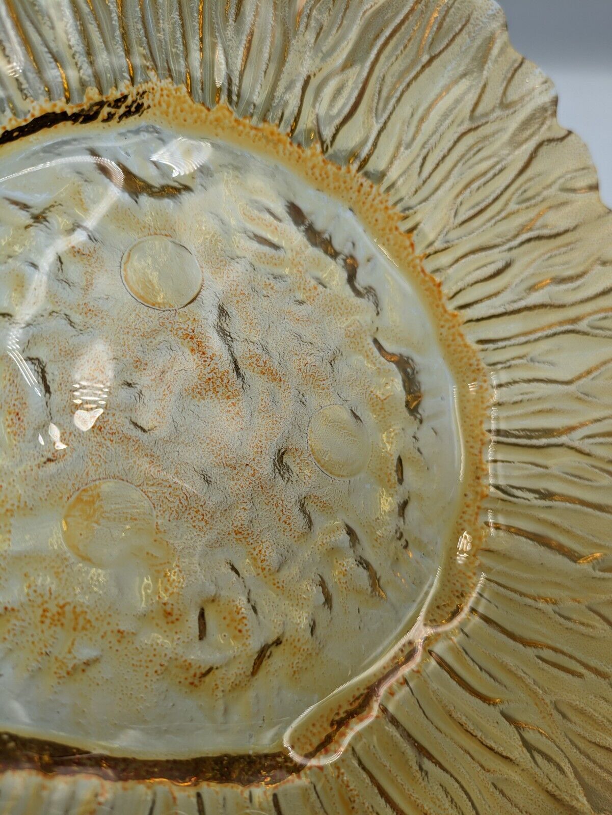 Vintage Anchor Hocking Style Sunflower Salad Plate in Amber Glass Retro Vgc Rare