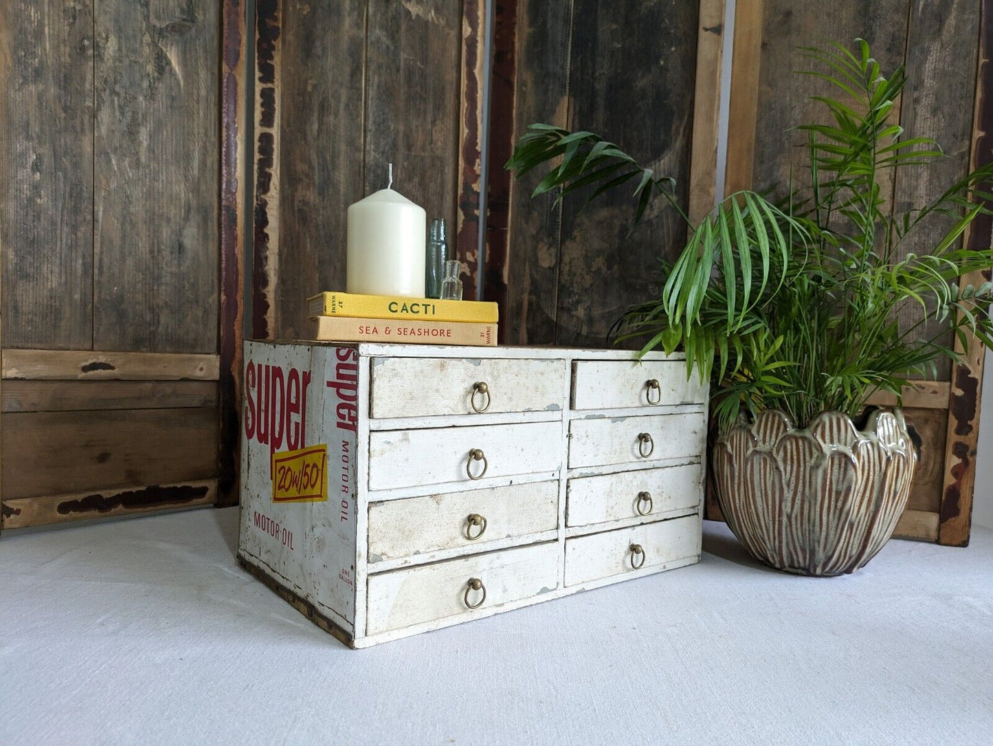 VTG Apothecary Drawer office Motor Car drawers table desk top index Work Garage