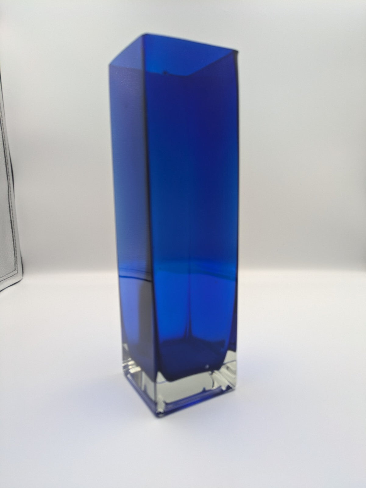 1970s Czech Bohemian Sommerso Cobalt Blue Vase by Petr Hora Square Retro Mid Cen